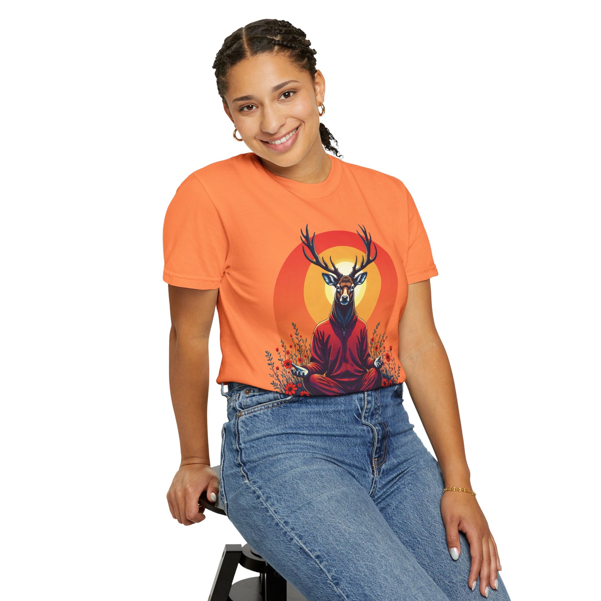 Garment-Dyed T-Shirt | "Lotus Deer" by Nicodemus Studios-Nicodemus Studios