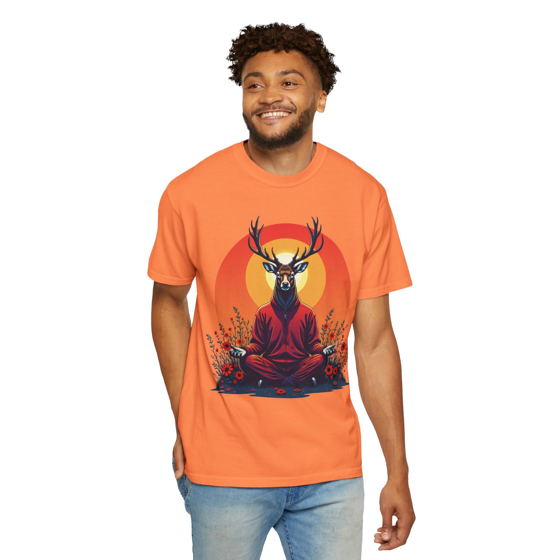 Garment-Dyed T-Shirt | "Lotus Deer" by Nicodemus Studios-Nicodemus Studios