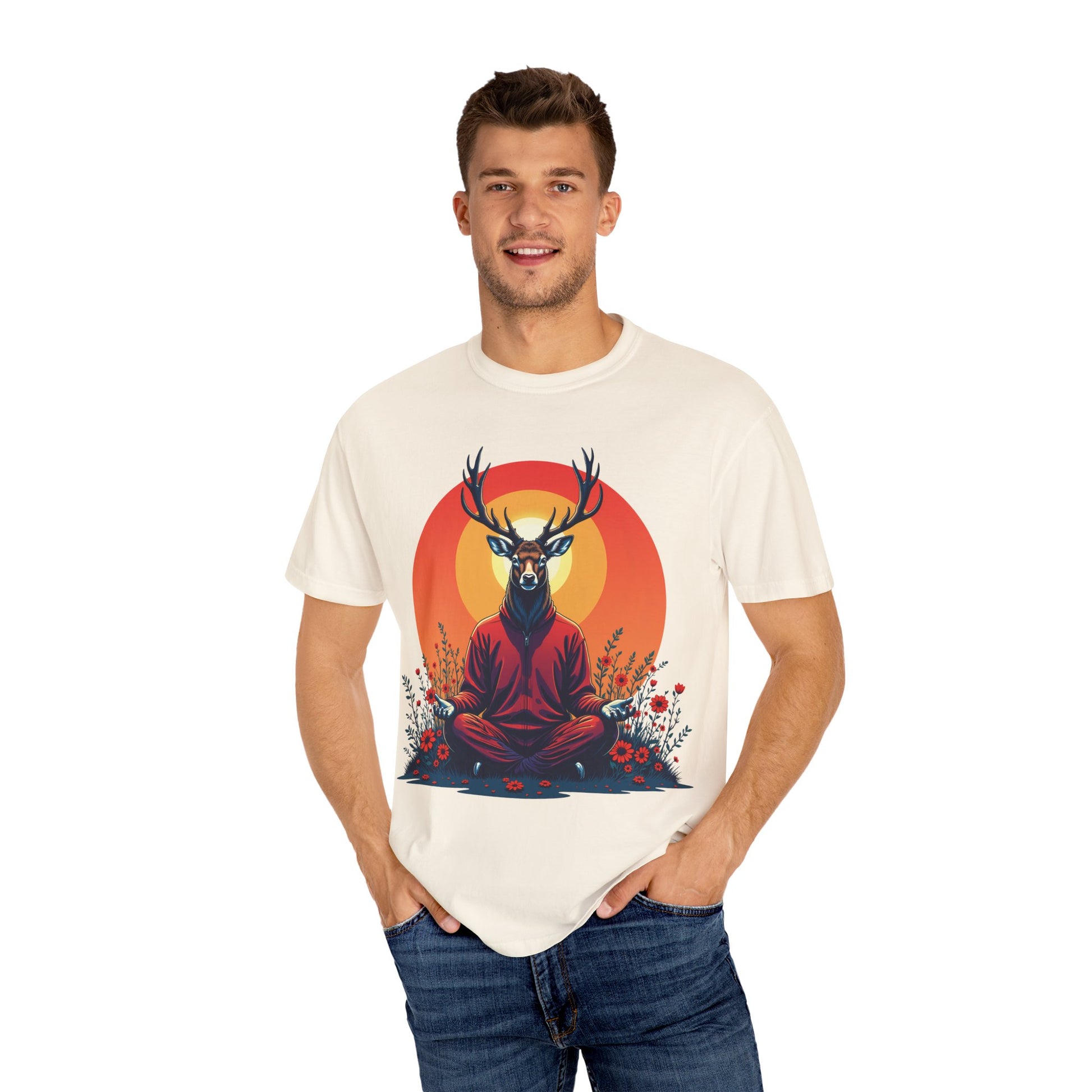 Garment-Dyed T-Shirt | "Lotus Deer" by Nicodemus Studios-Nicodemus Studios