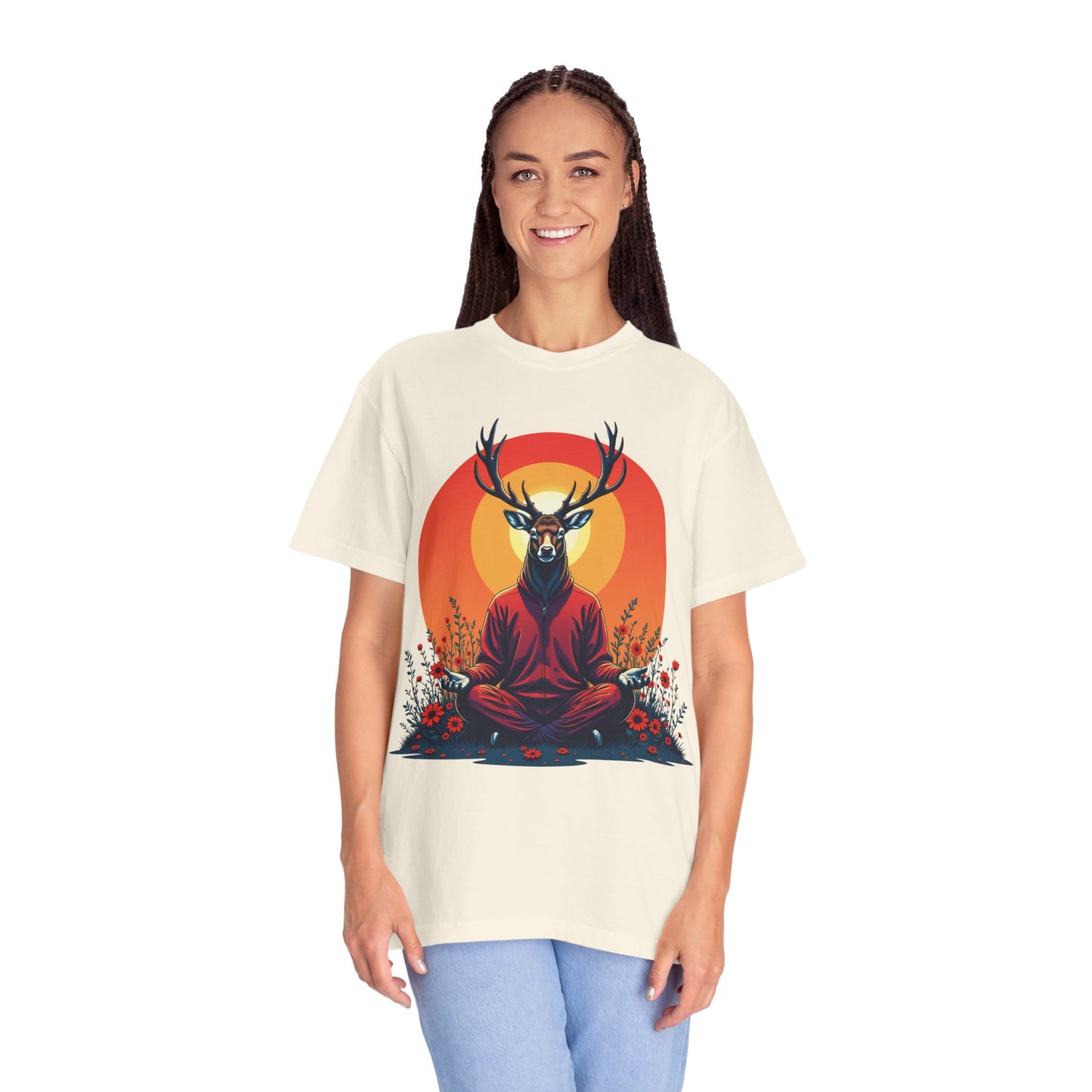 Garment-Dyed T-Shirt | "Lotus Deer" by Nicodemus Studios-Nicodemus Studios
