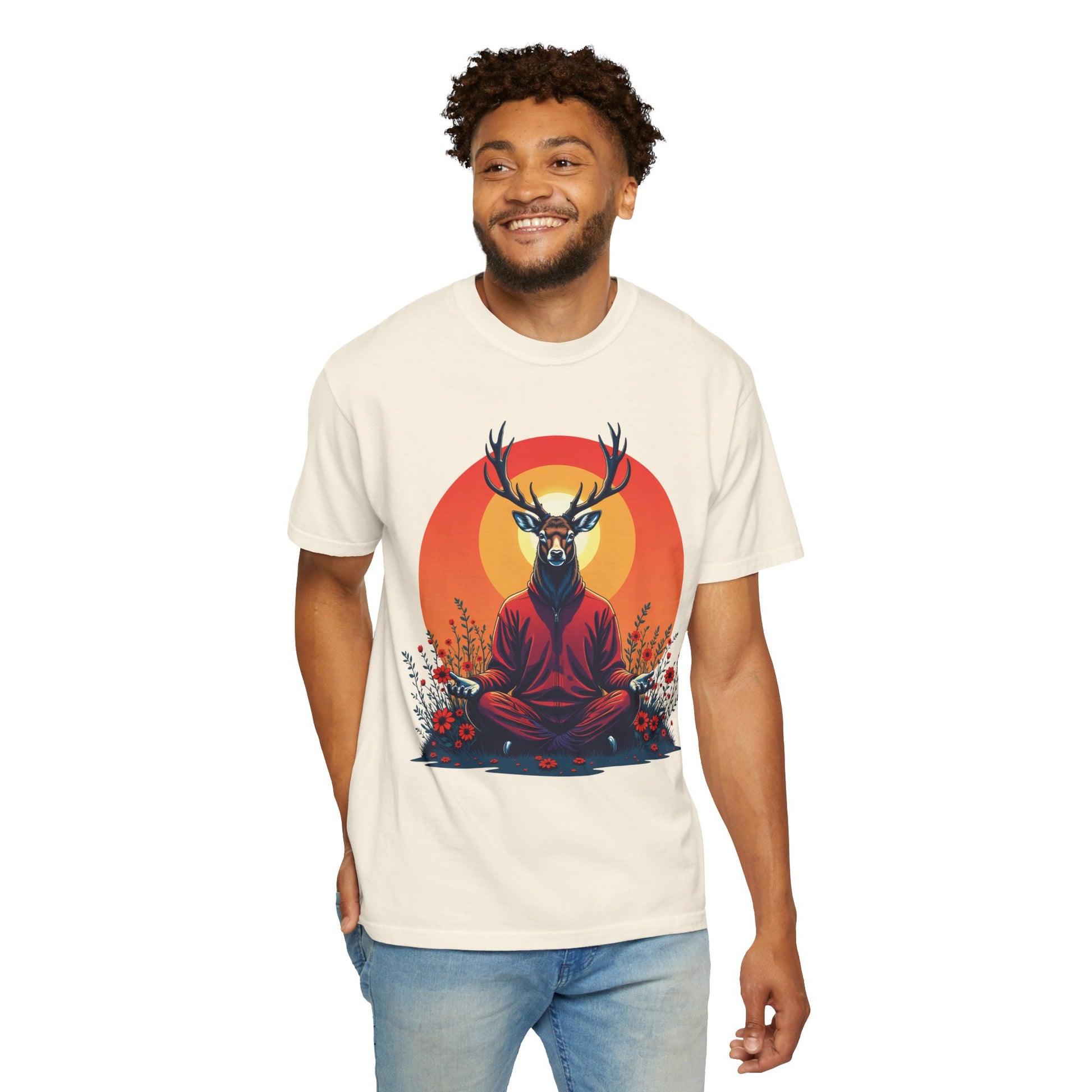 Garment-Dyed T-Shirt | "Lotus Deer" by Nicodemus Studios-Nicodemus Studios