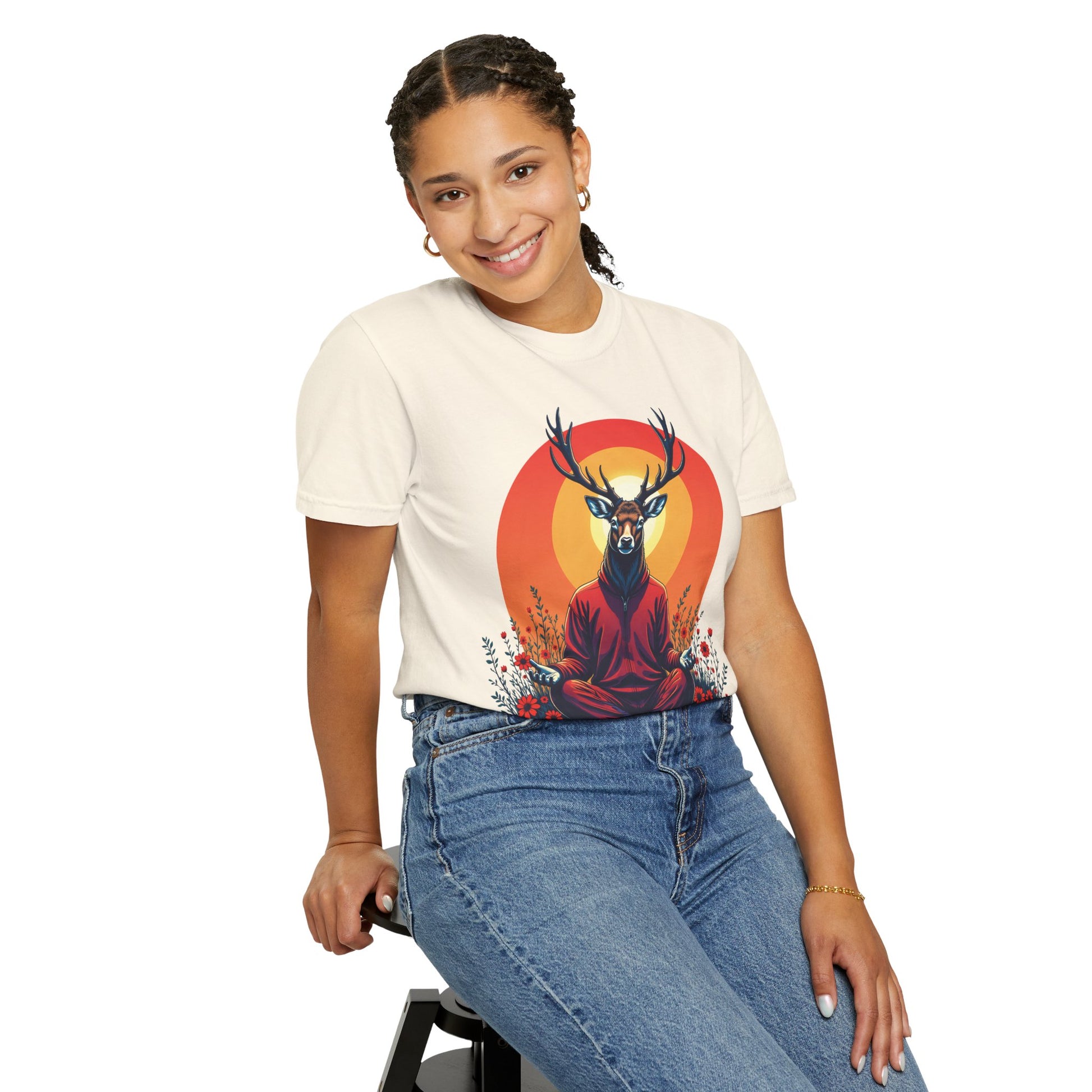 Garment-Dyed T-Shirt | "Lotus Deer" by Nicodemus Studios-Nicodemus Studios