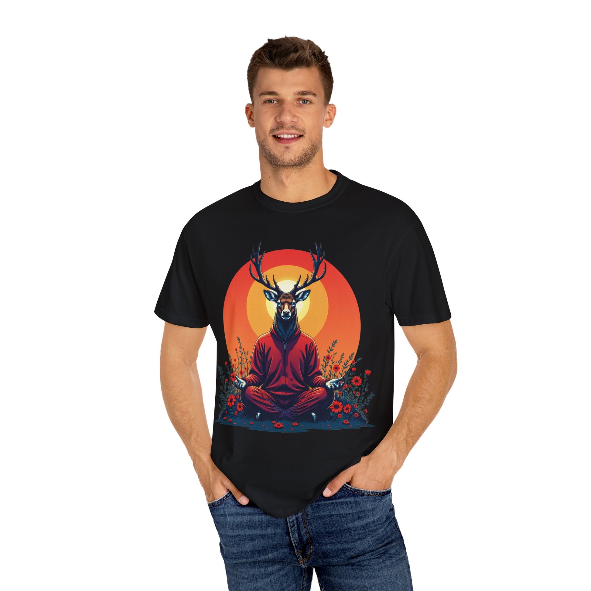 Garment-Dyed T-Shirt | "Lotus Deer" by Nicodemus Studios-Nicodemus Studios