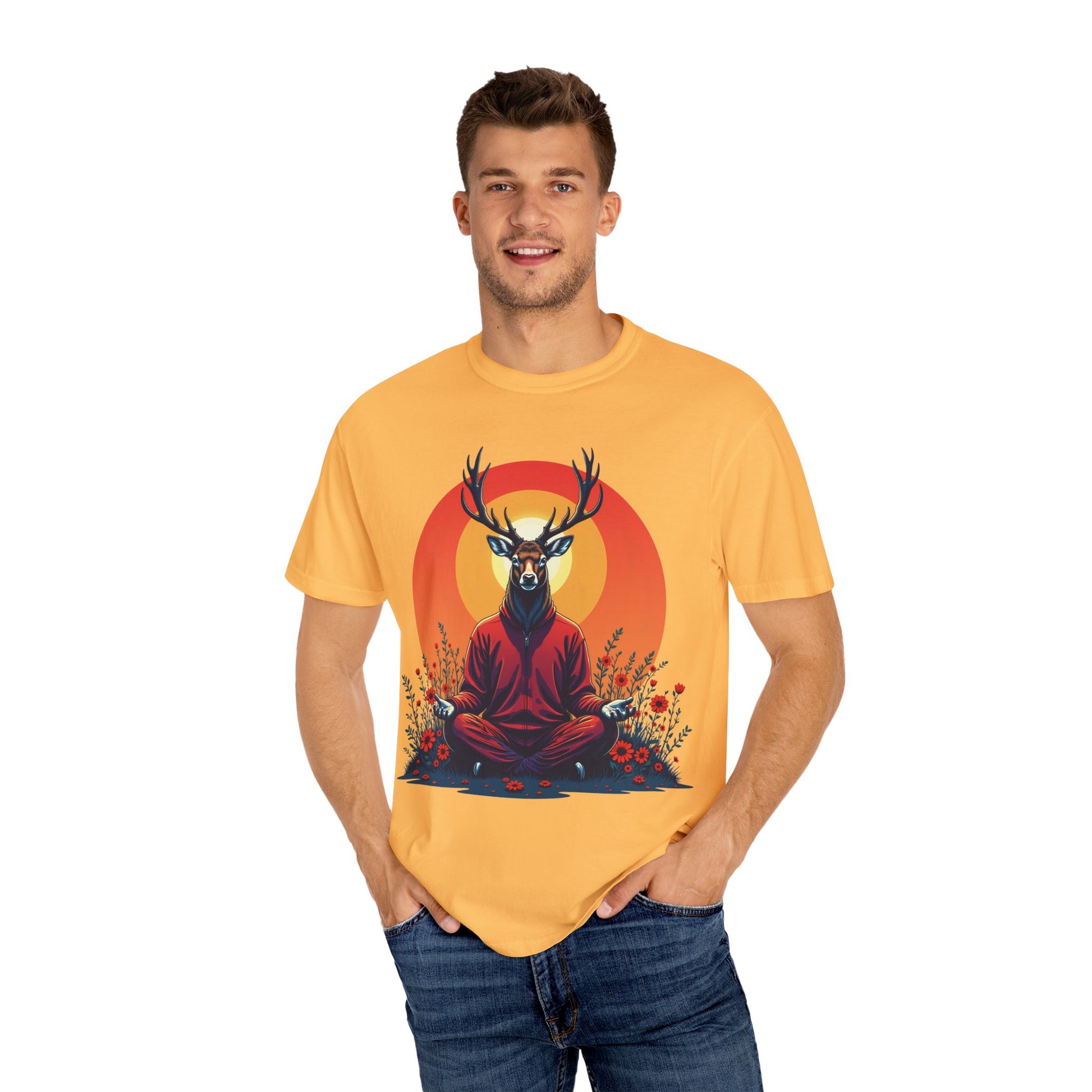 Garment-Dyed T-Shirt | "Lotus Deer" by Nicodemus Studios-Nicodemus Studios