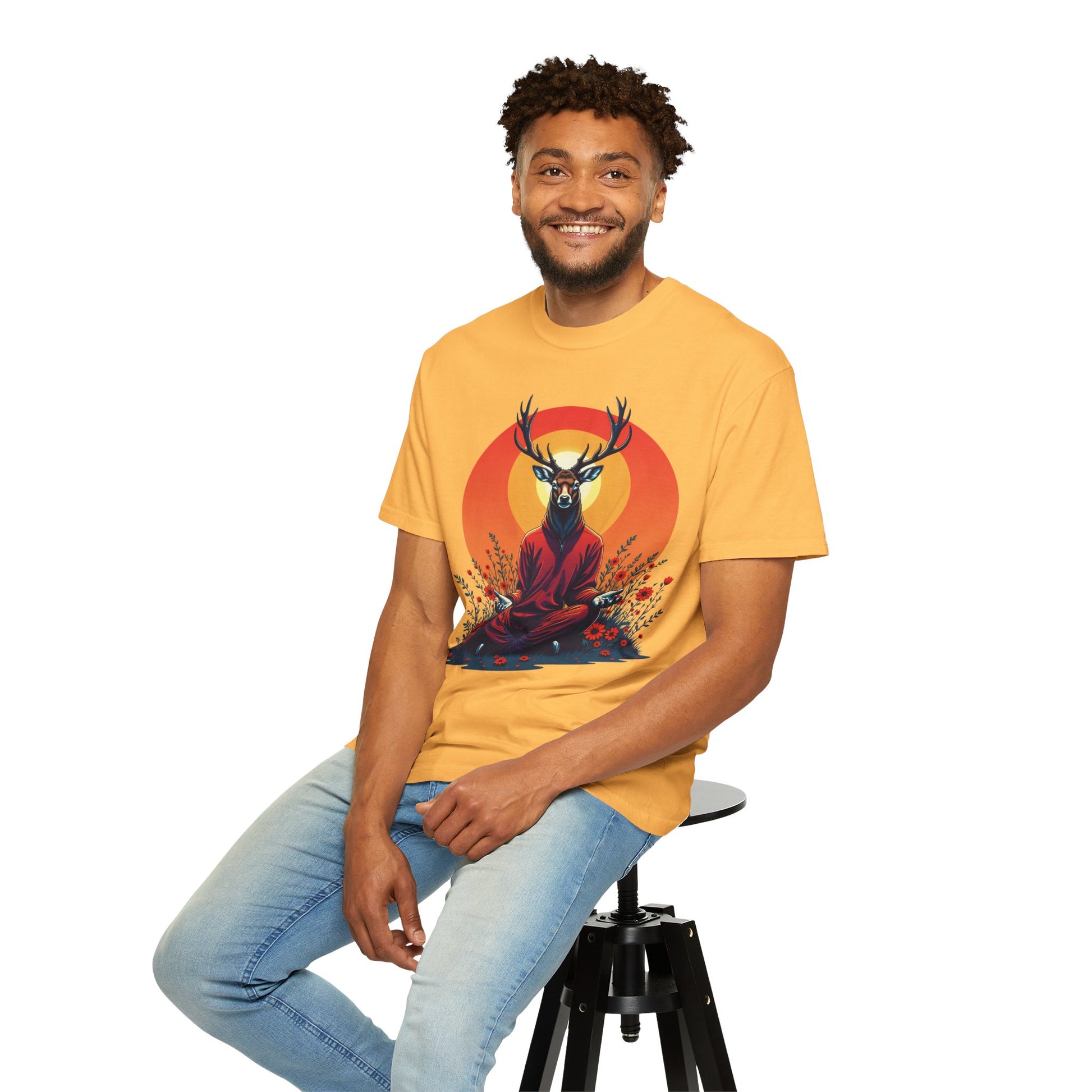 Garment-Dyed T-Shirt | "Lotus Deer" by Nicodemus Studios-Nicodemus Studios