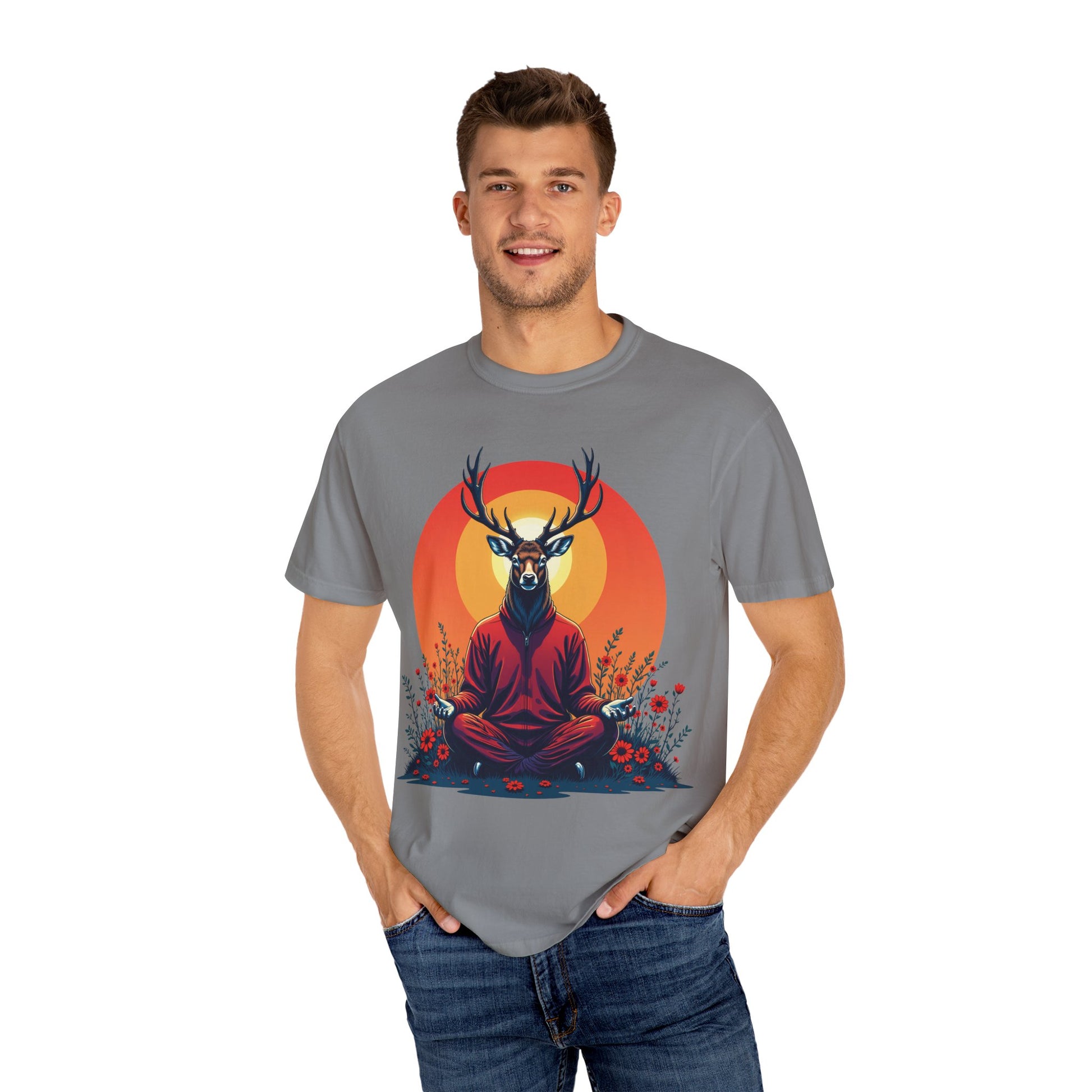 Garment-Dyed T-Shirt | "Lotus Deer" by Nicodemus Studios-Nicodemus Studios