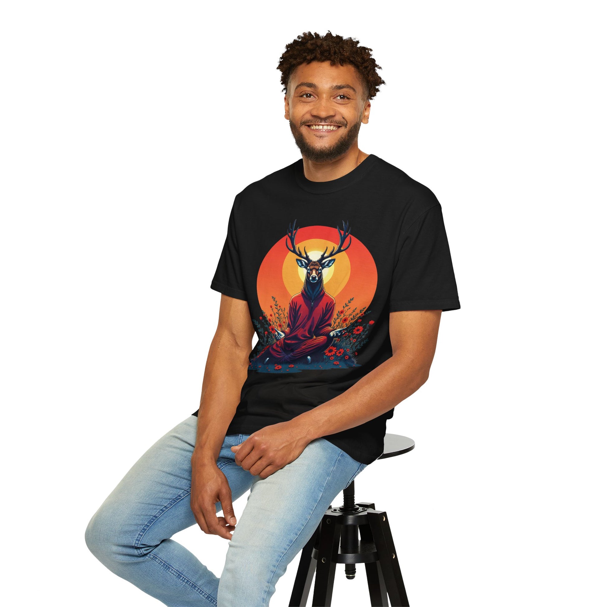 Garment-Dyed T-Shirt | "Lotus Deer" by Nicodemus Studios-Nicodemus Studios
