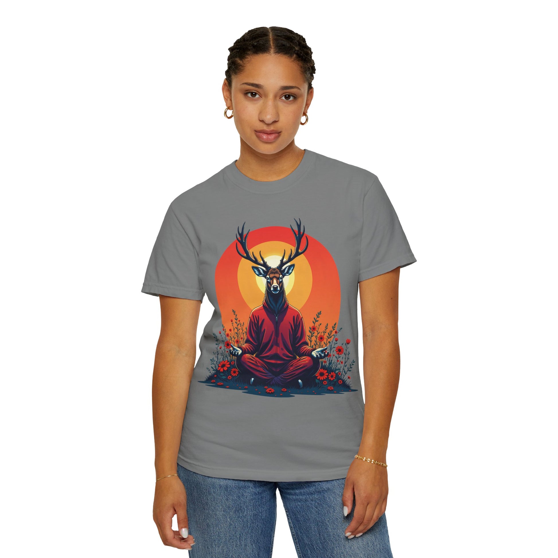 Garment-Dyed T-Shirt | "Lotus Deer" by Nicodemus Studios-Nicodemus Studios