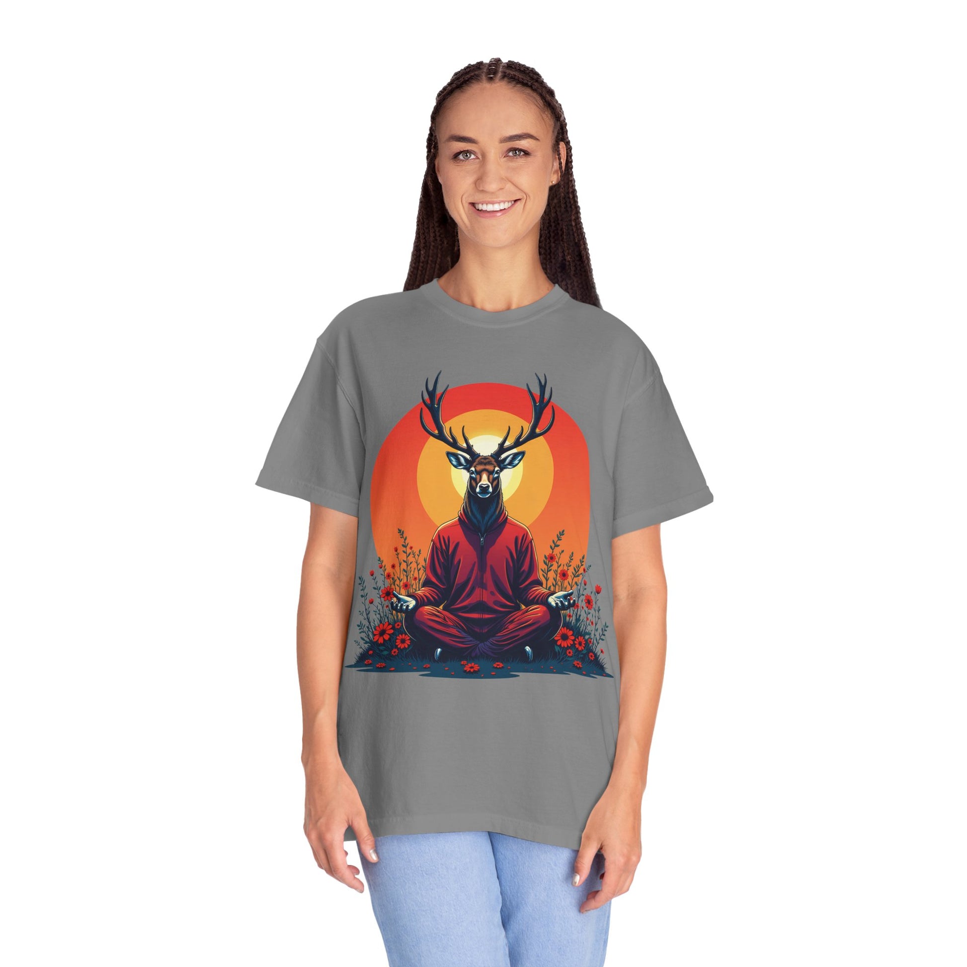 Garment-Dyed T-Shirt | "Lotus Deer" by Nicodemus Studios-Nicodemus Studios