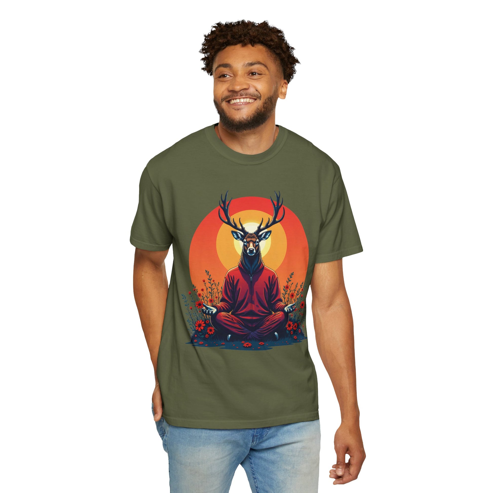 Garment-Dyed T-Shirt | "Lotus Deer" by Nicodemus Studios-Nicodemus Studios