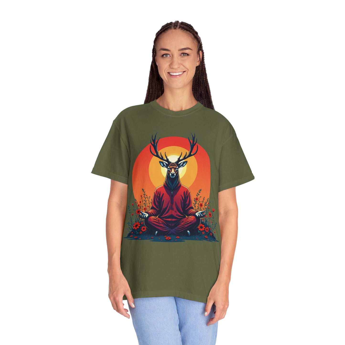 Garment-Dyed T-Shirt | "Lotus Deer" by Nicodemus Studios-Nicodemus Studios