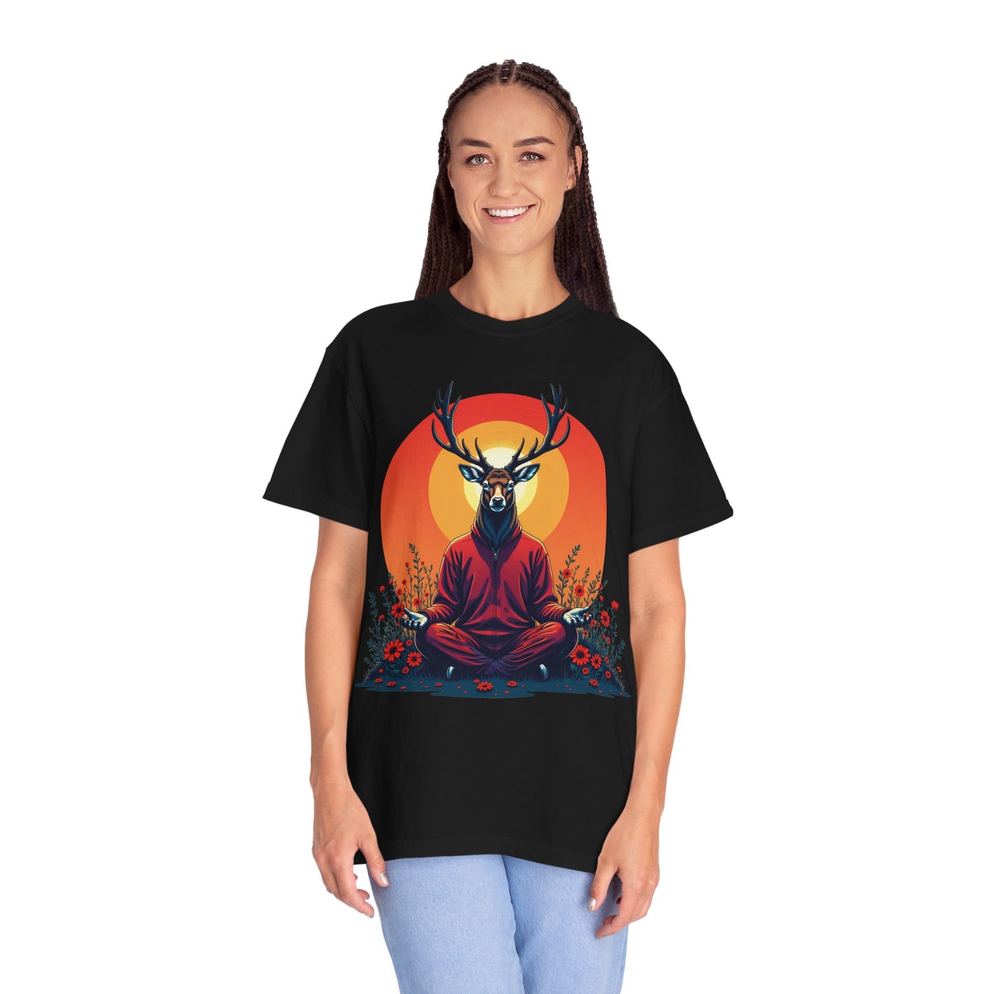 Garment-Dyed T-Shirt | "Lotus Deer" by Nicodemus Studios-Nicodemus Studios