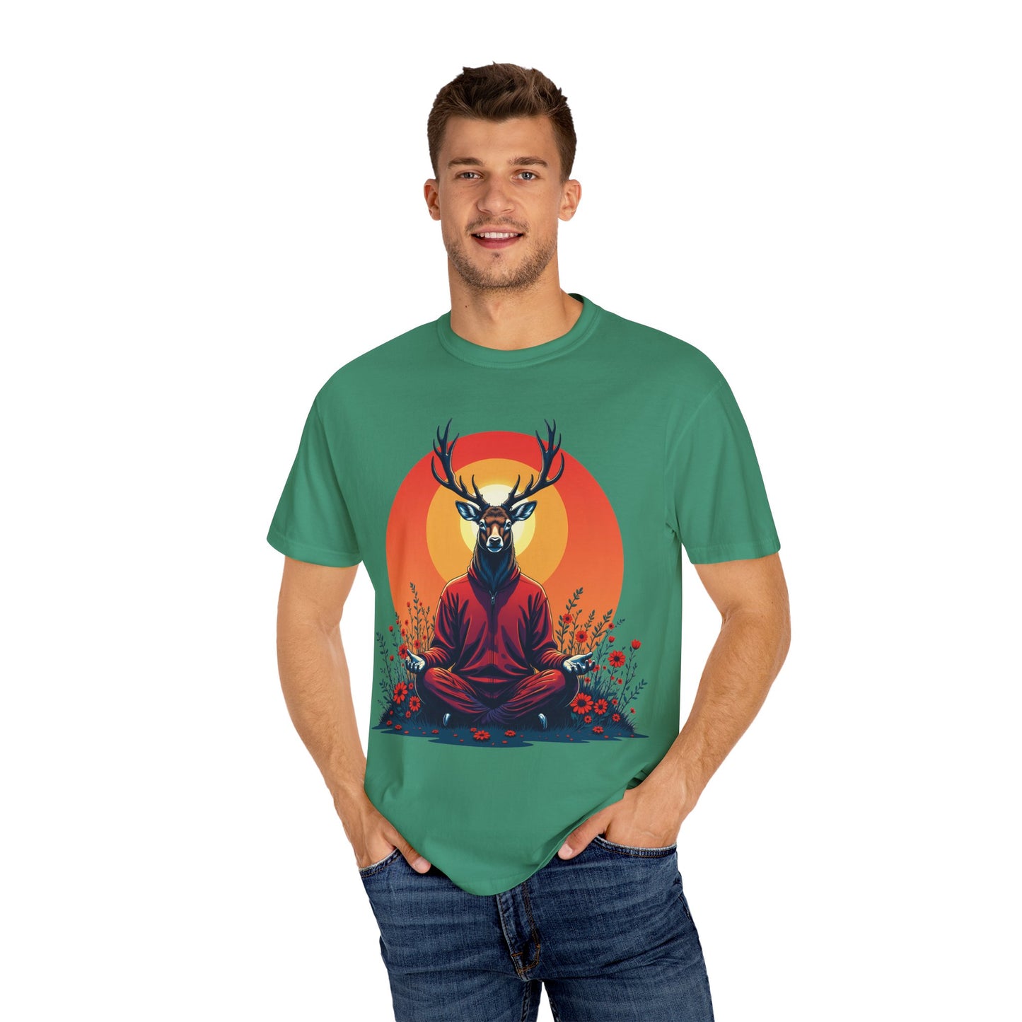 Garment-Dyed T-Shirt | "Lotus Deer" by Nicodemus Studios-Nicodemus Studios