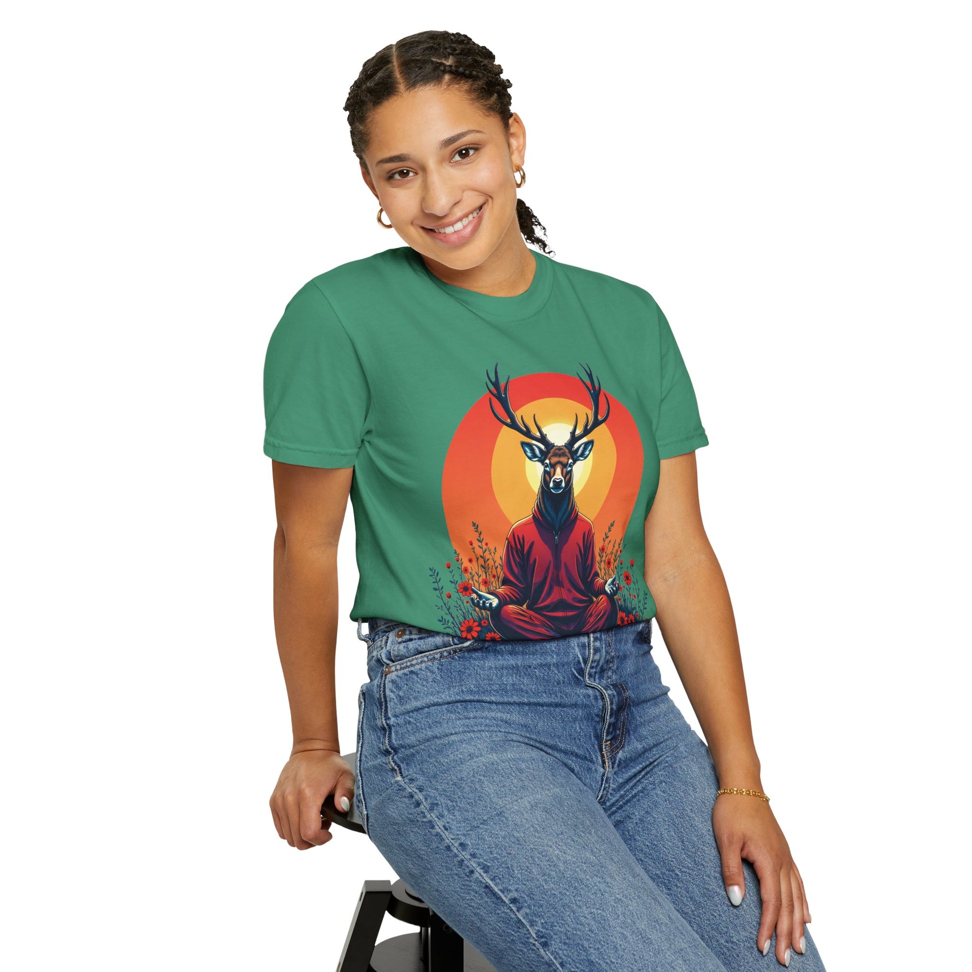 Garment-Dyed T-Shirt | "Lotus Deer" by Nicodemus Studios-Nicodemus Studios