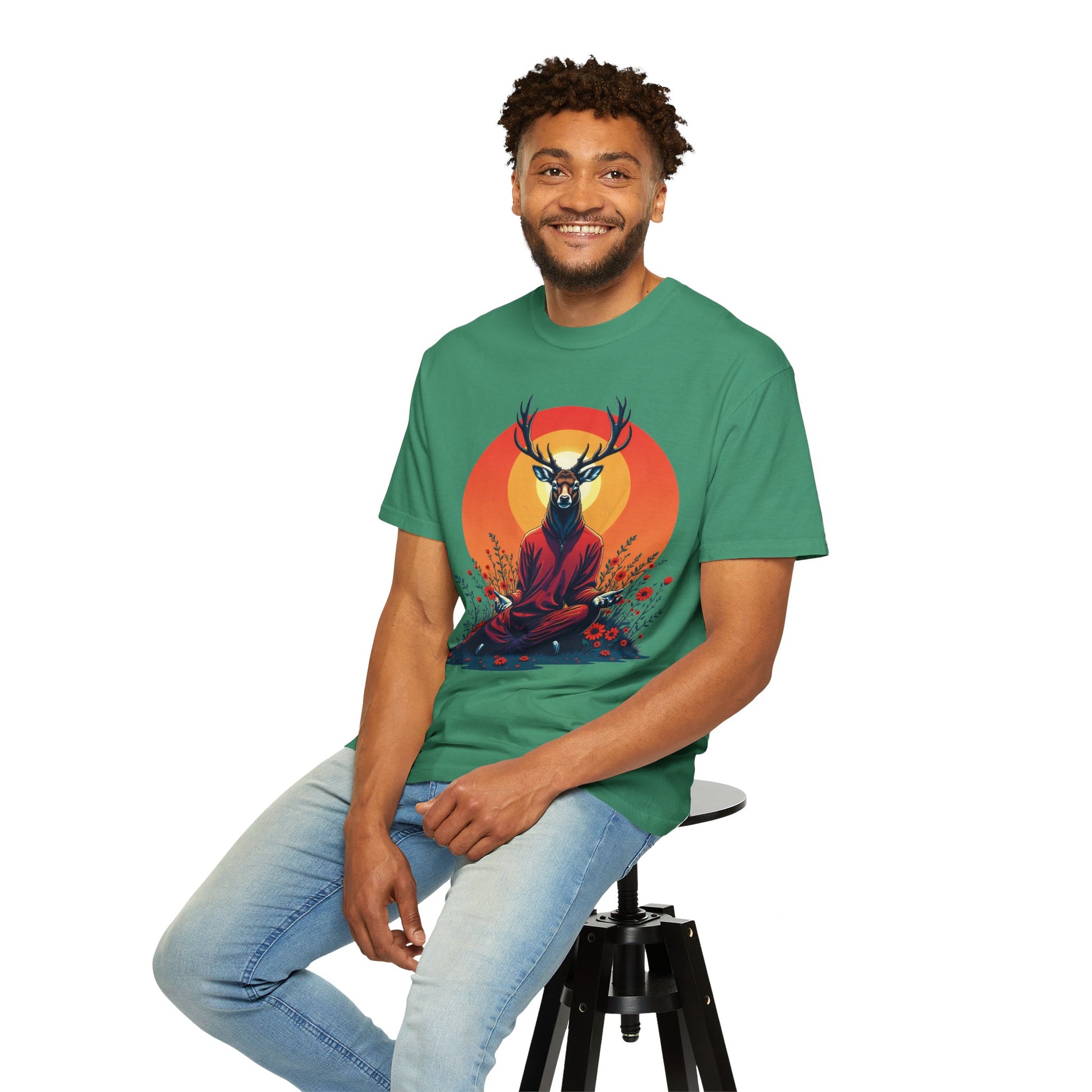 Garment-Dyed T-Shirt | "Lotus Deer" by Nicodemus Studios-Nicodemus Studios
