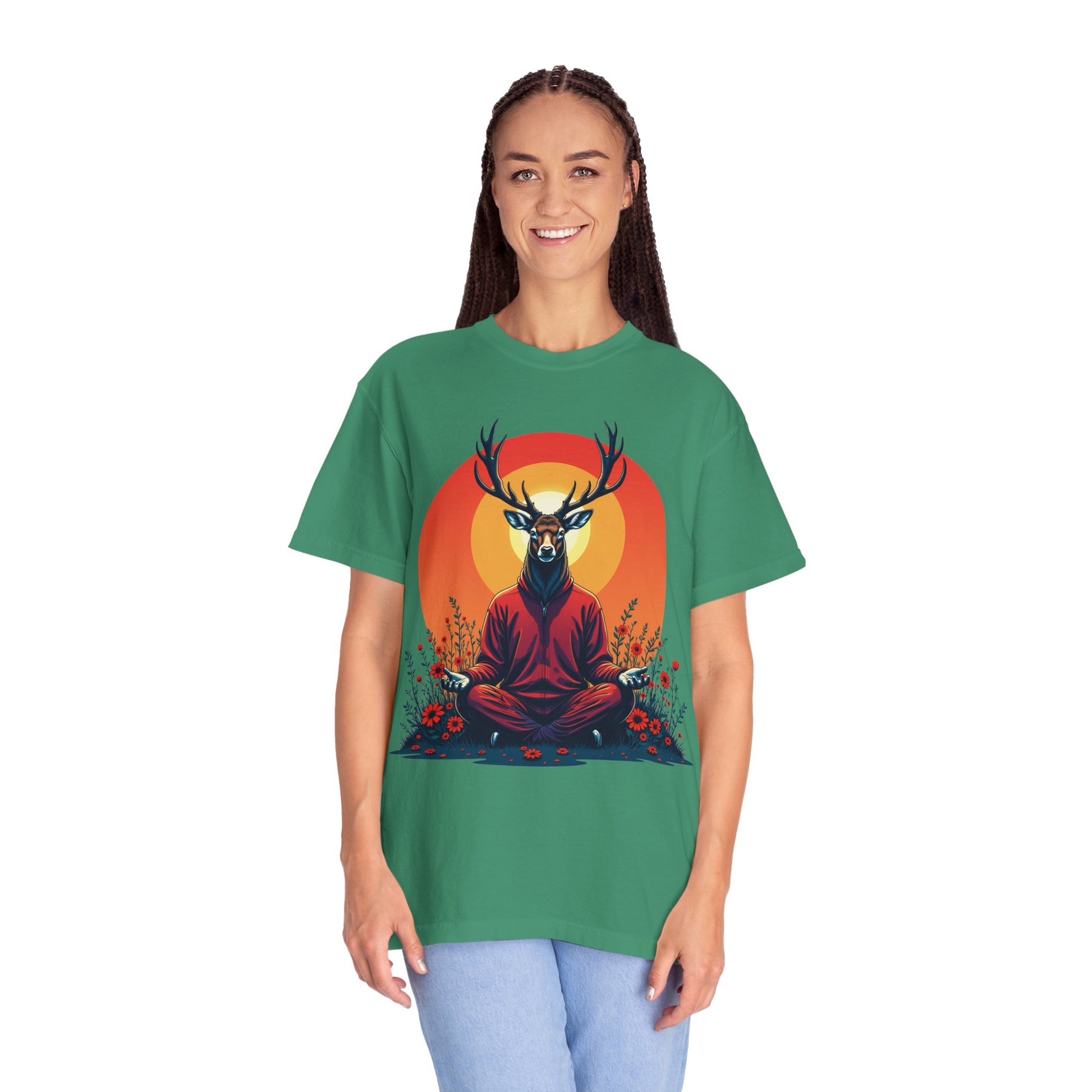 Garment-Dyed T-Shirt | "Lotus Deer" by Nicodemus Studios-Nicodemus Studios