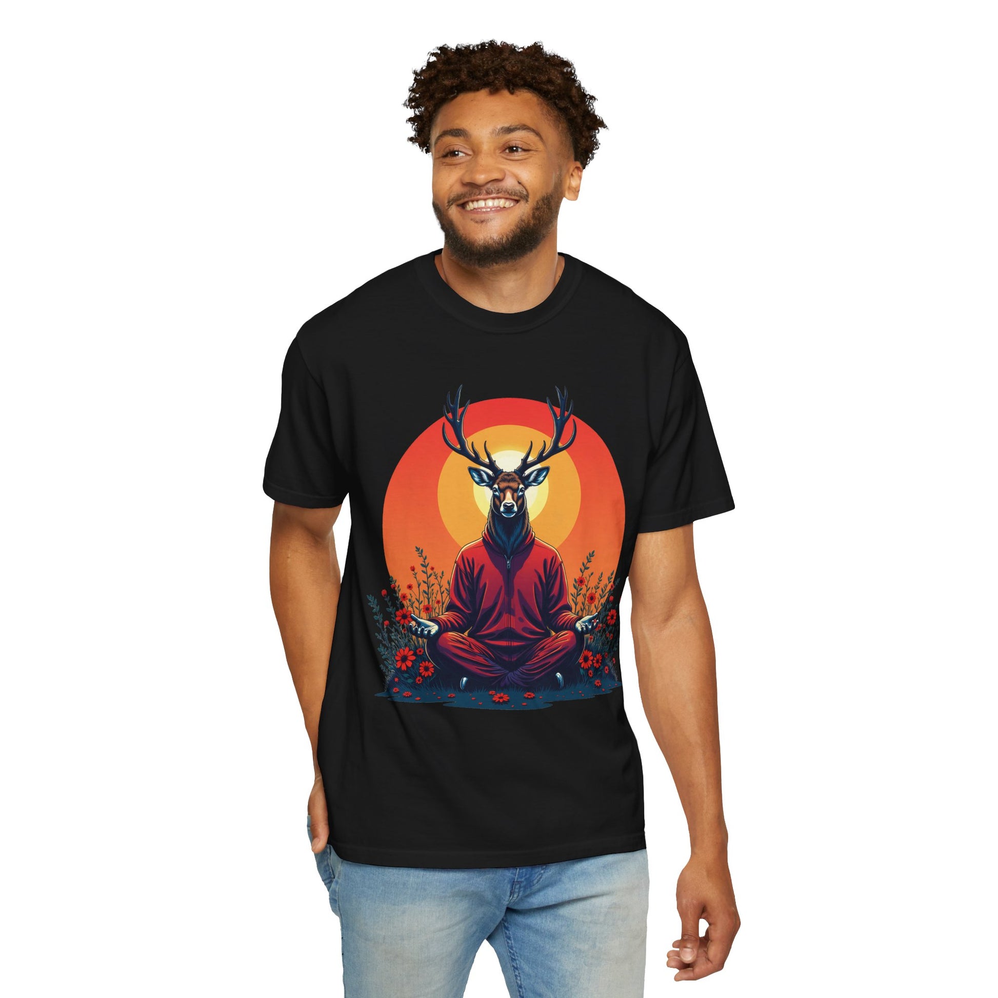 Garment-Dyed T-Shirt | "Lotus Deer" by Nicodemus Studios-Nicodemus Studios