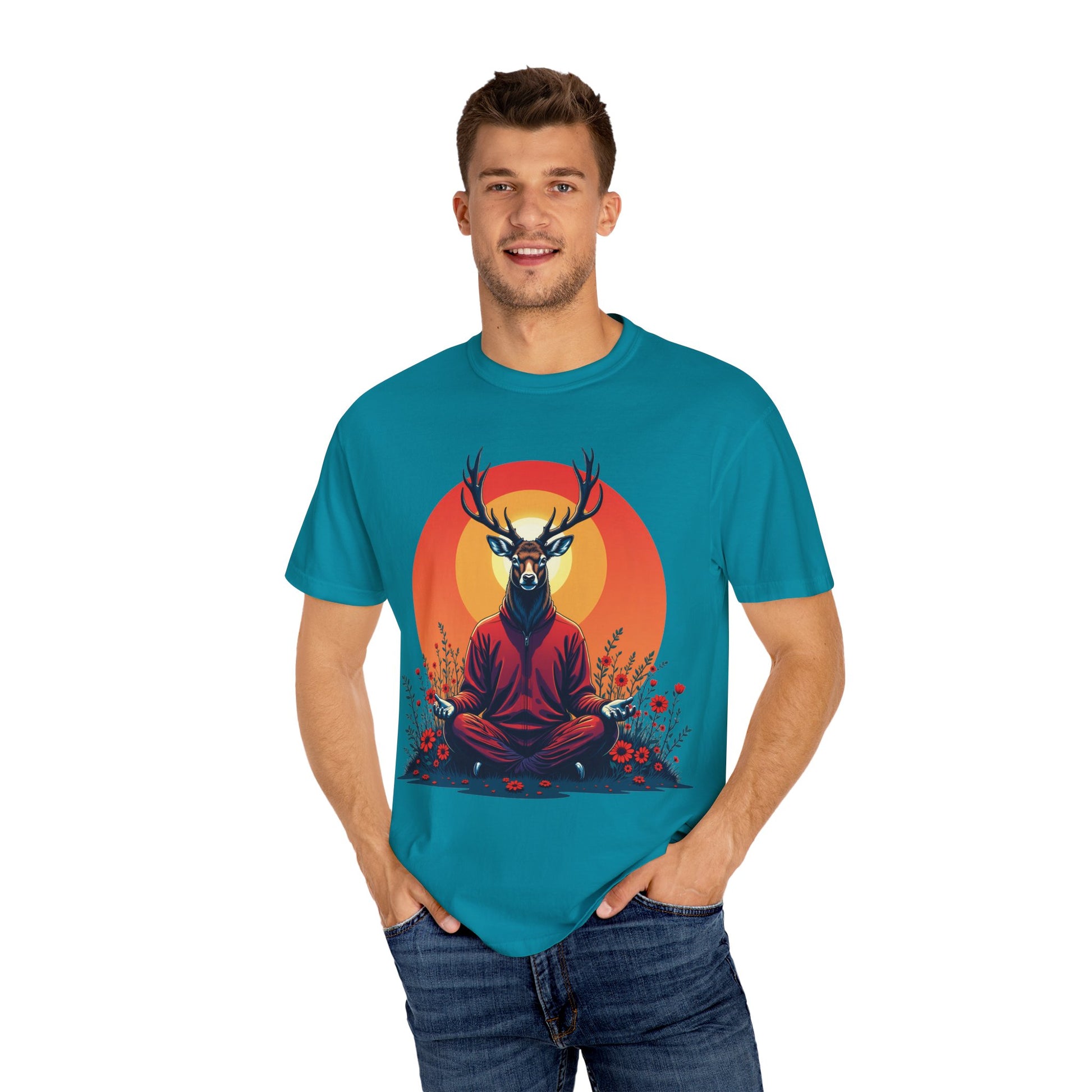 Garment-Dyed T-Shirt | "Lotus Deer" by Nicodemus Studios-Nicodemus Studios