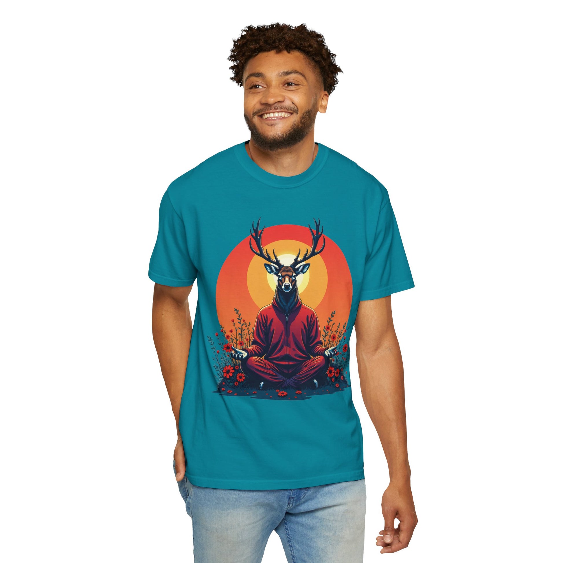 Garment-Dyed T-Shirt | "Lotus Deer" by Nicodemus Studios-Nicodemus Studios