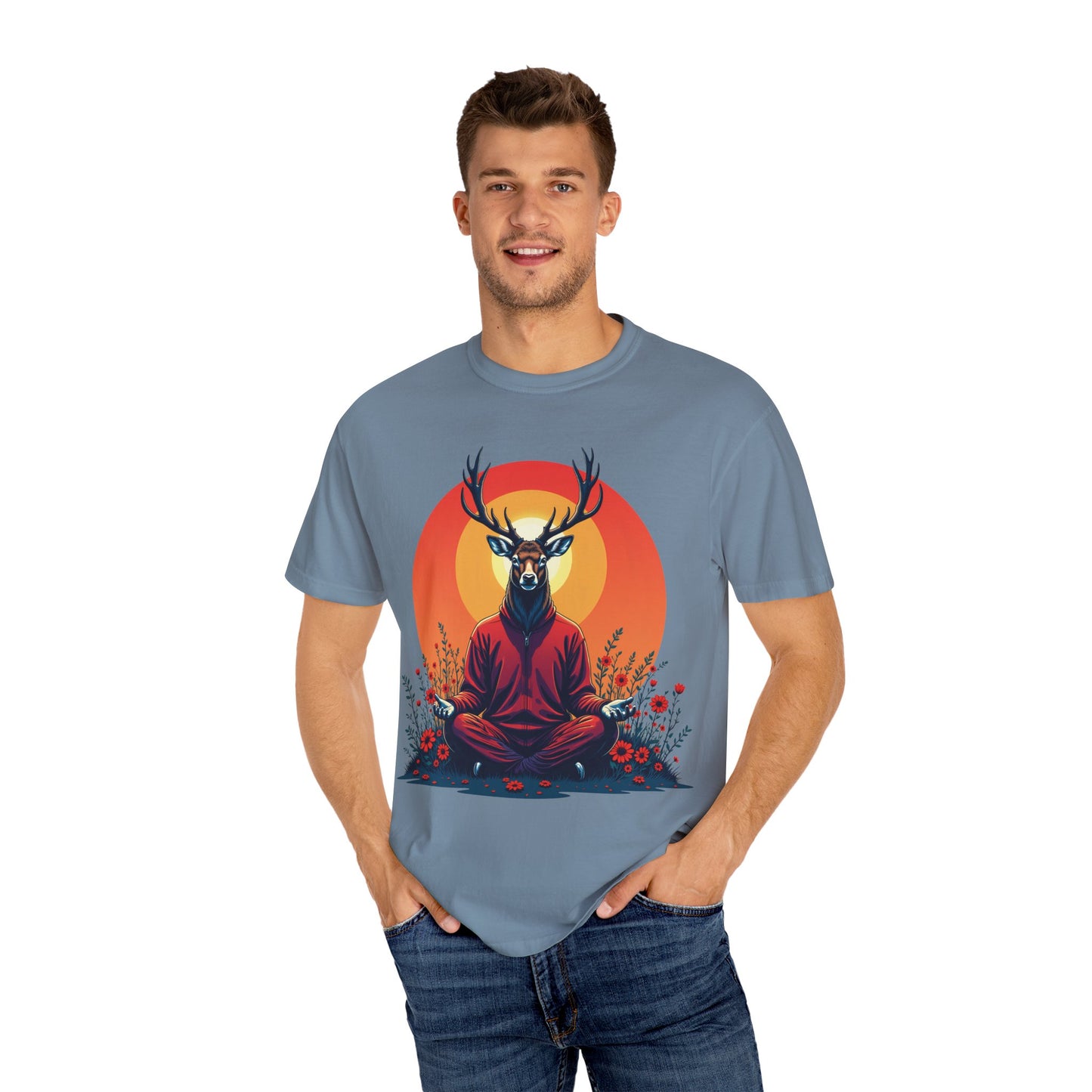 Garment-Dyed T-Shirt | "Lotus Deer" by Nicodemus Studios-Nicodemus Studios