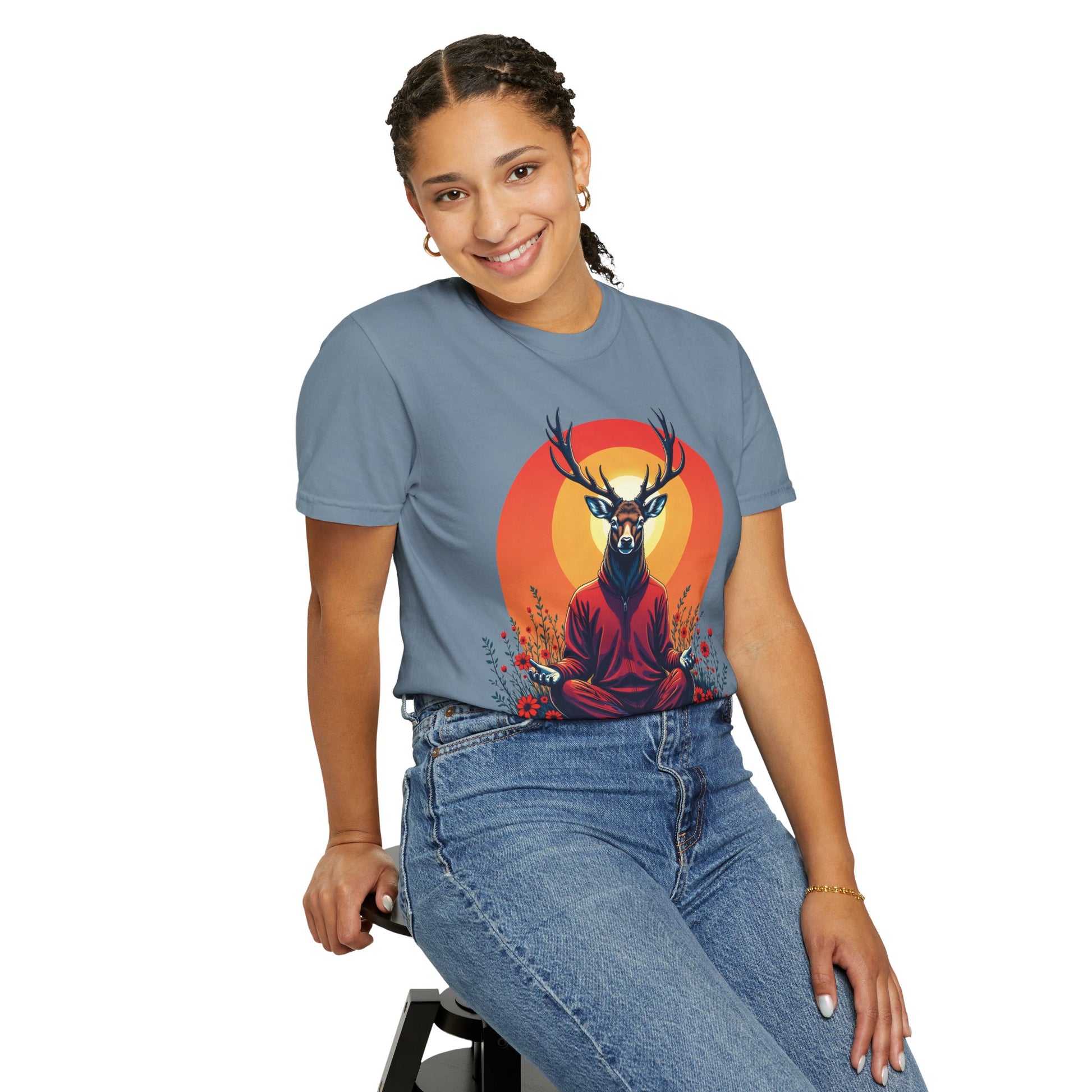 Garment-Dyed T-Shirt | "Lotus Deer" by Nicodemus Studios-Nicodemus Studios