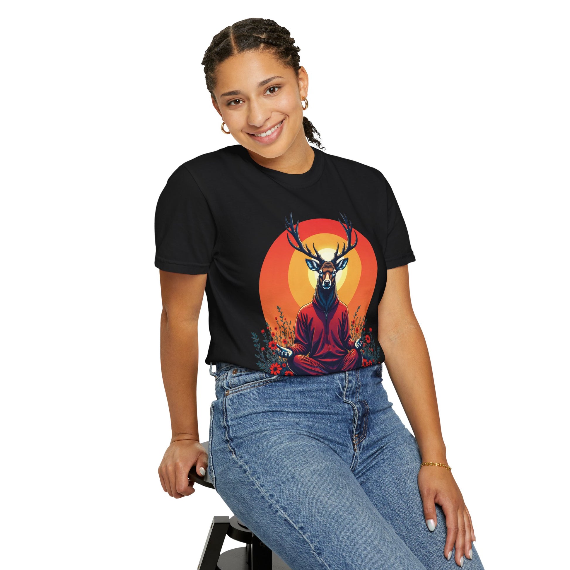 Garment-Dyed T-Shirt | "Lotus Deer" by Nicodemus Studios-Nicodemus Studios