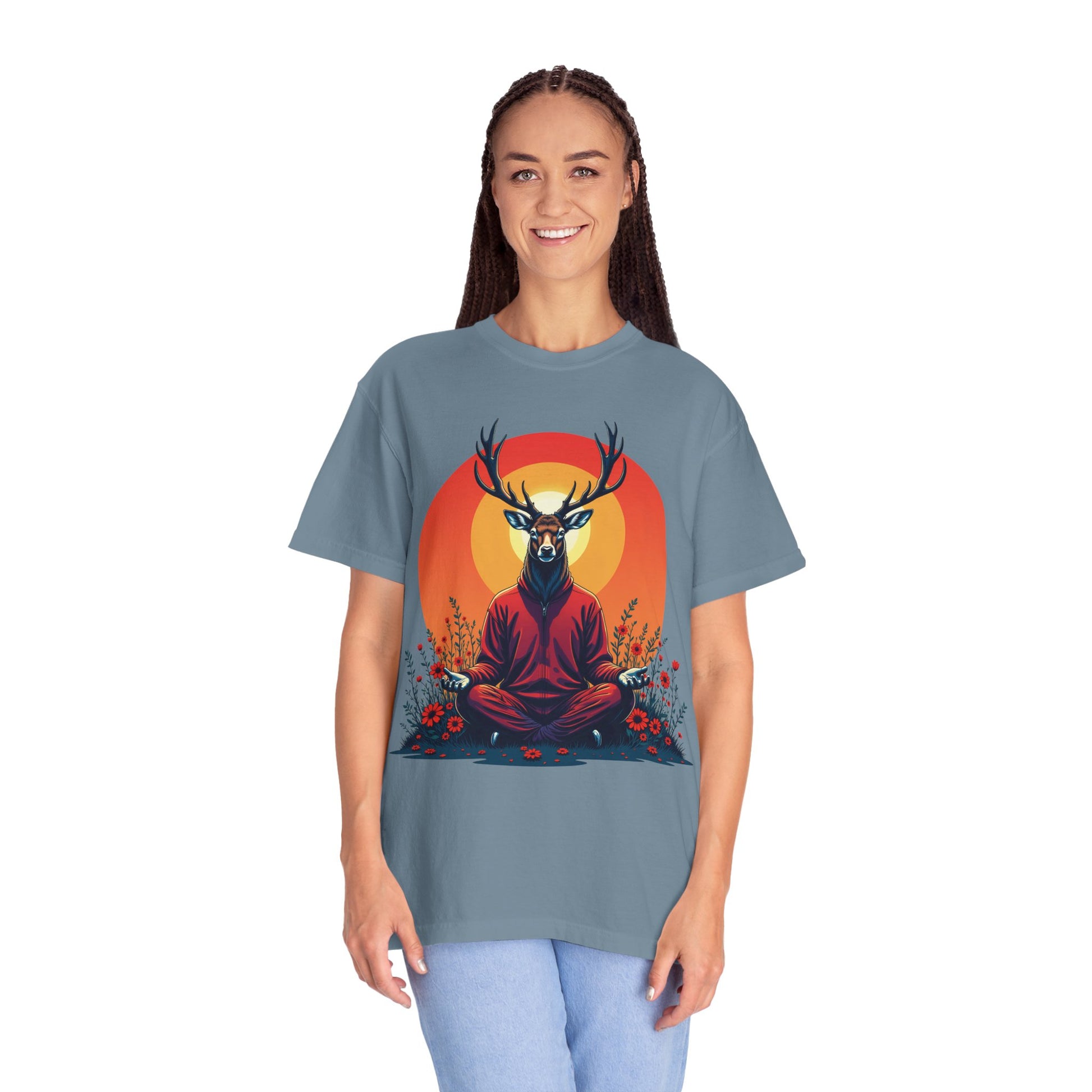 Garment-Dyed T-Shirt | "Lotus Deer" by Nicodemus Studios-Nicodemus Studios