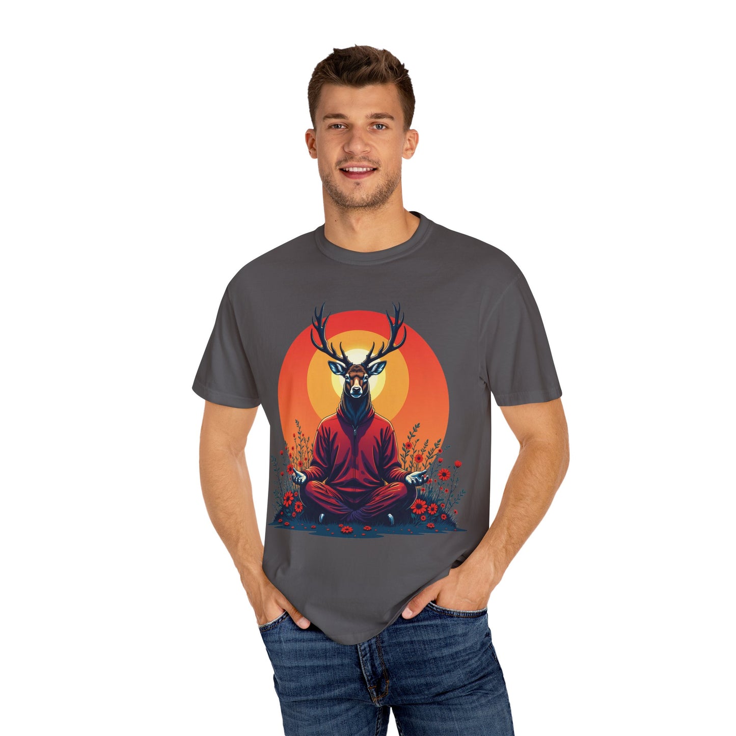 Garment-Dyed T-Shirt | "Lotus Deer" by Nicodemus Studios-Nicodemus Studios