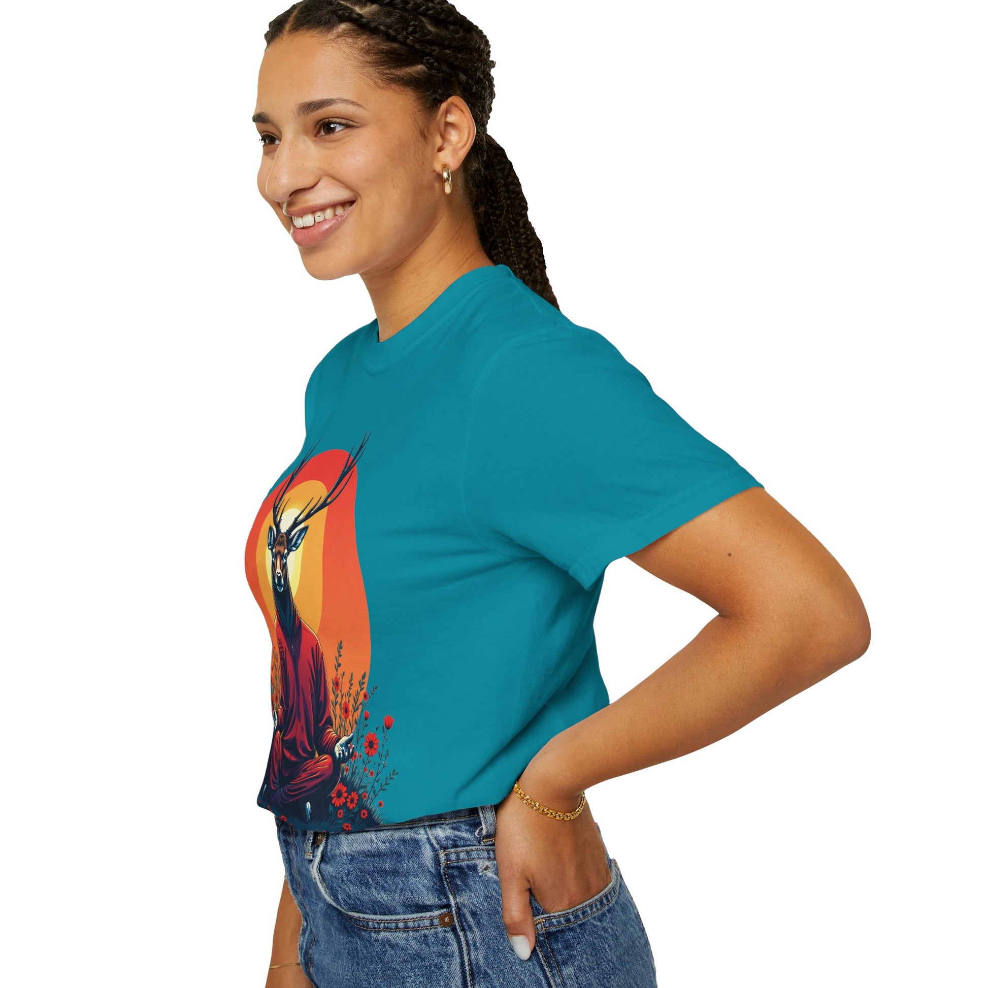 Garment-Dyed T-Shirt | "Lotus Deer" by Nicodemus Studios-Nicodemus Studios