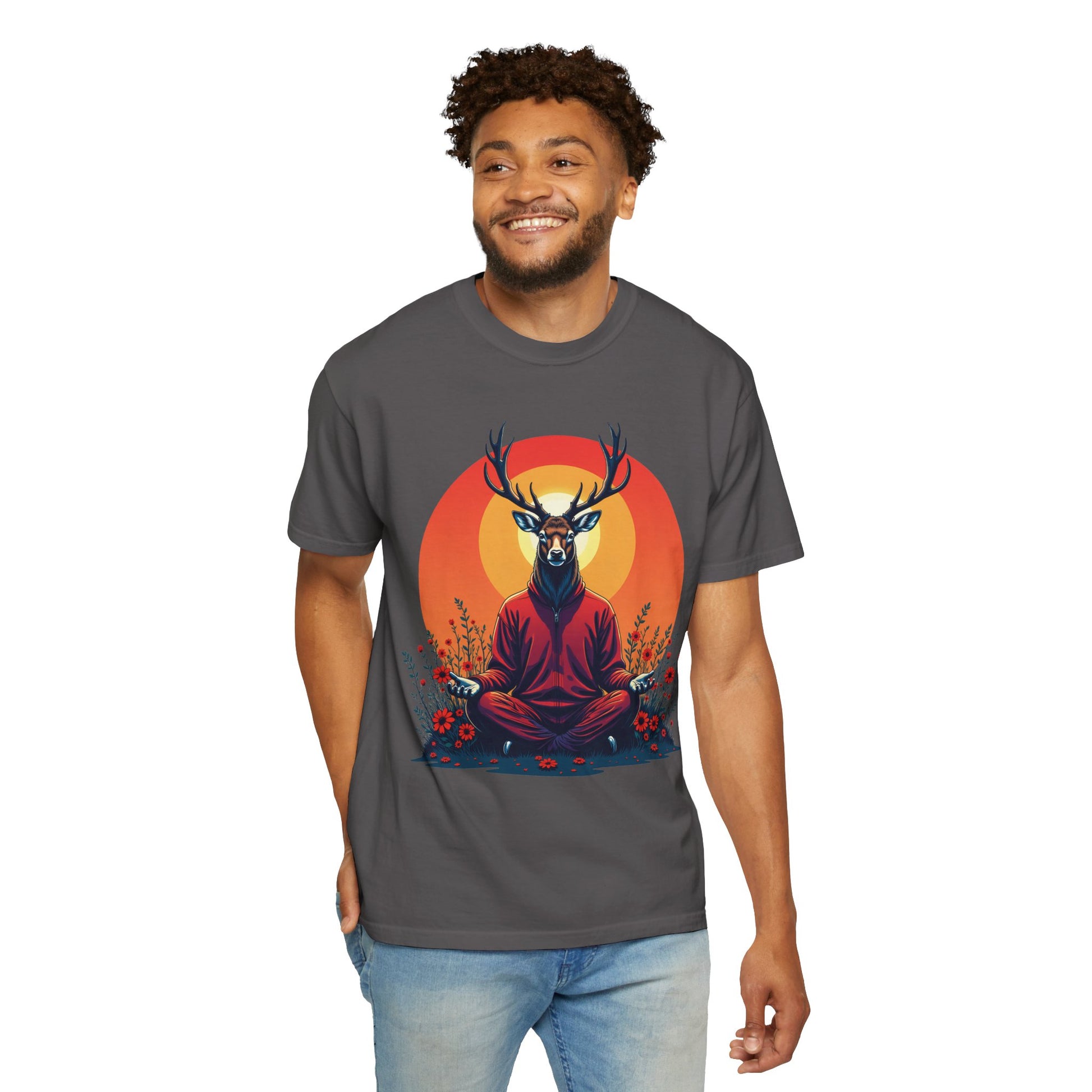 Garment-Dyed T-Shirt | "Lotus Deer" by Nicodemus Studios-Nicodemus Studios