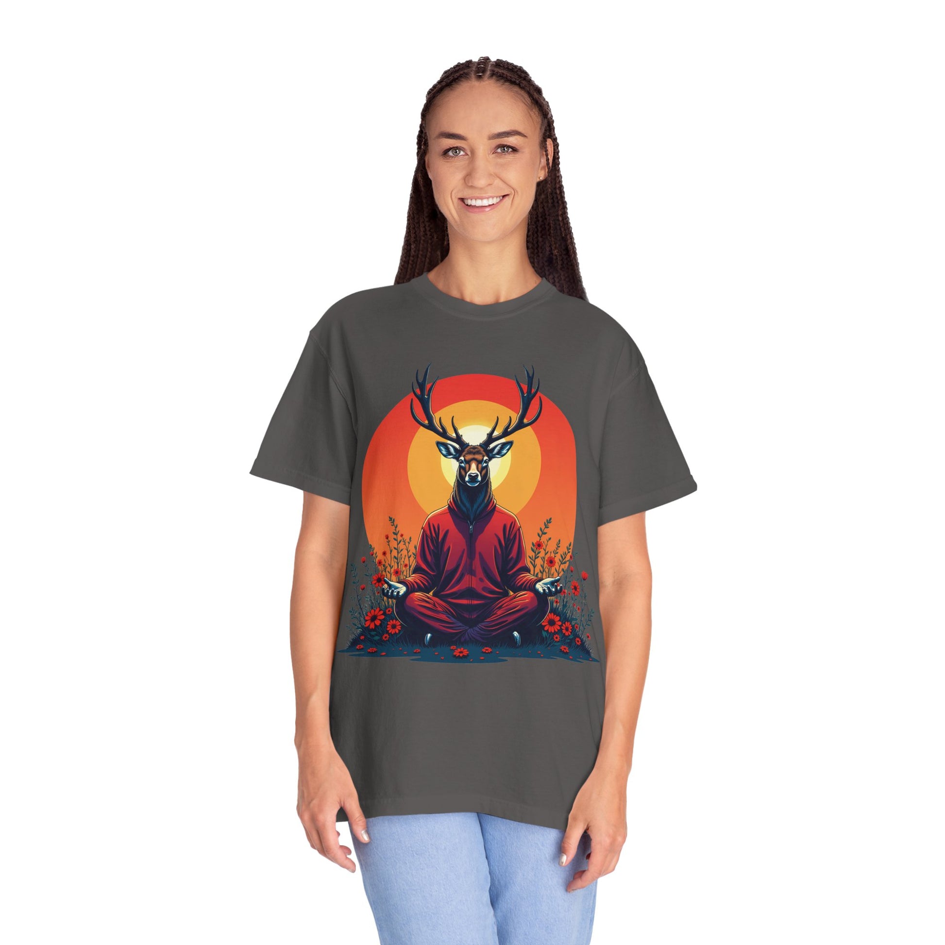 Garment-Dyed T-Shirt | "Lotus Deer" by Nicodemus Studios-Nicodemus Studios