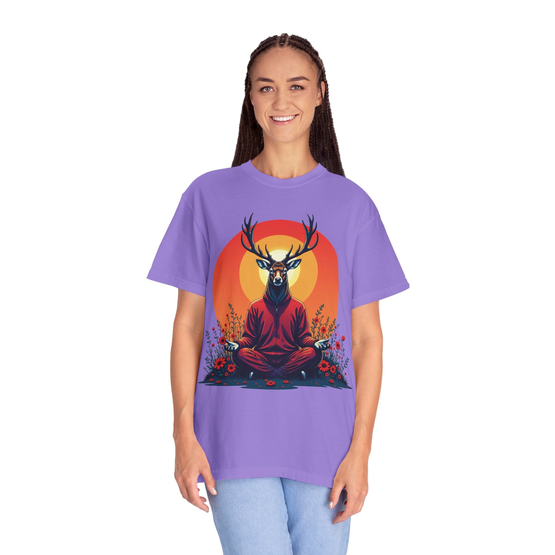 Garment-Dyed T-Shirt | "Lotus Deer" by Nicodemus Studios-Nicodemus Studios