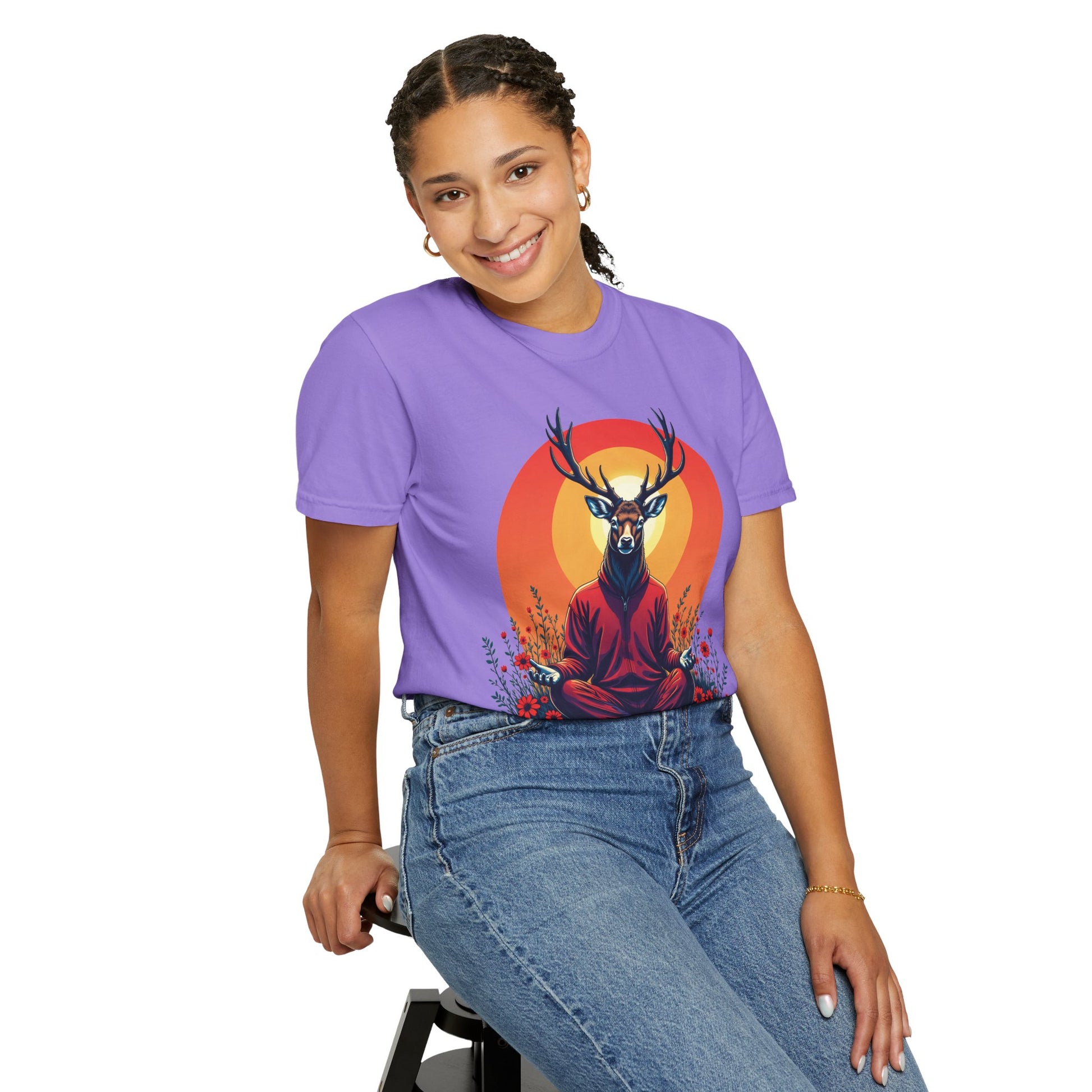 Garment-Dyed T-Shirt | "Lotus Deer" by Nicodemus Studios-Nicodemus Studios