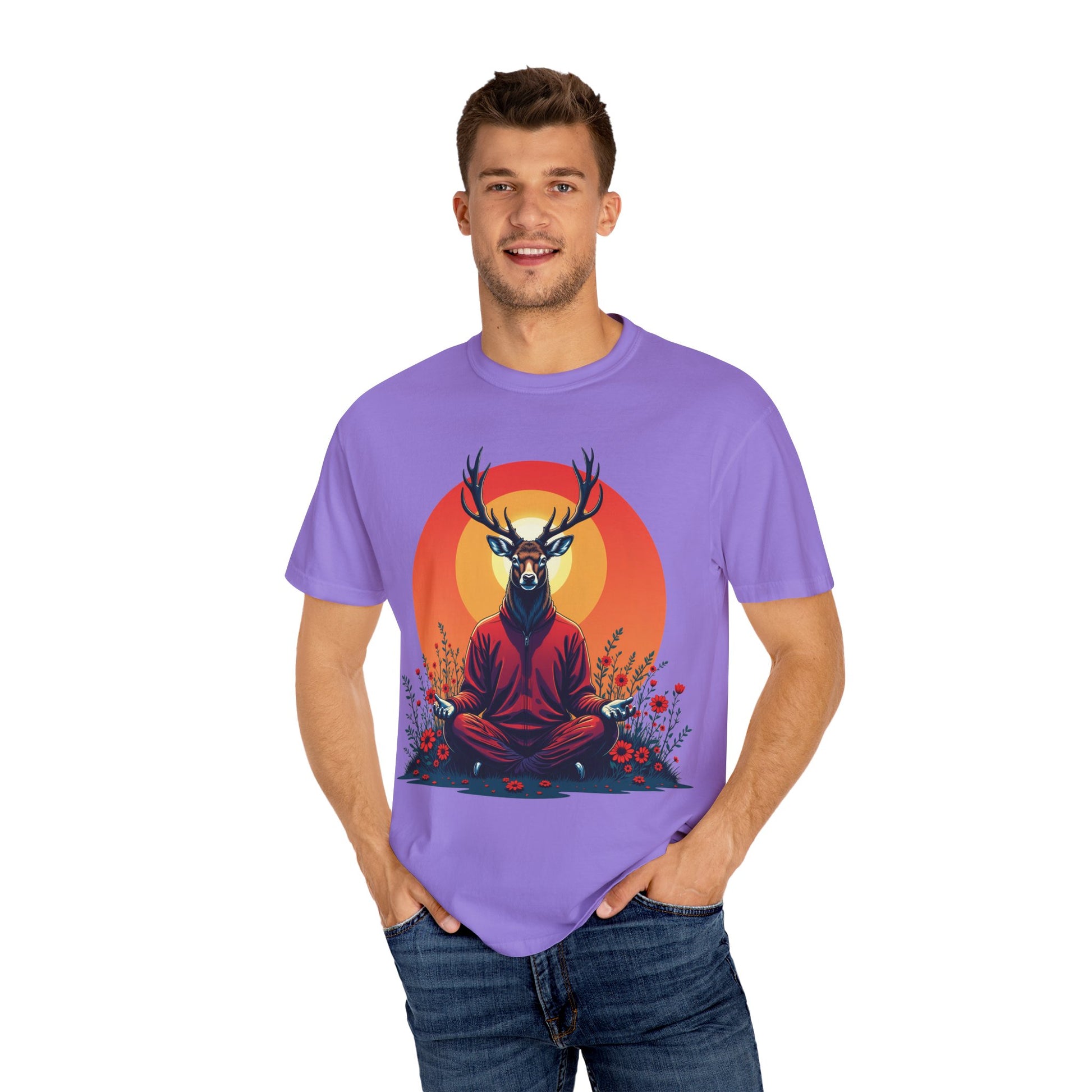 Garment-Dyed T-Shirt | "Lotus Deer" by Nicodemus Studios-Nicodemus Studios