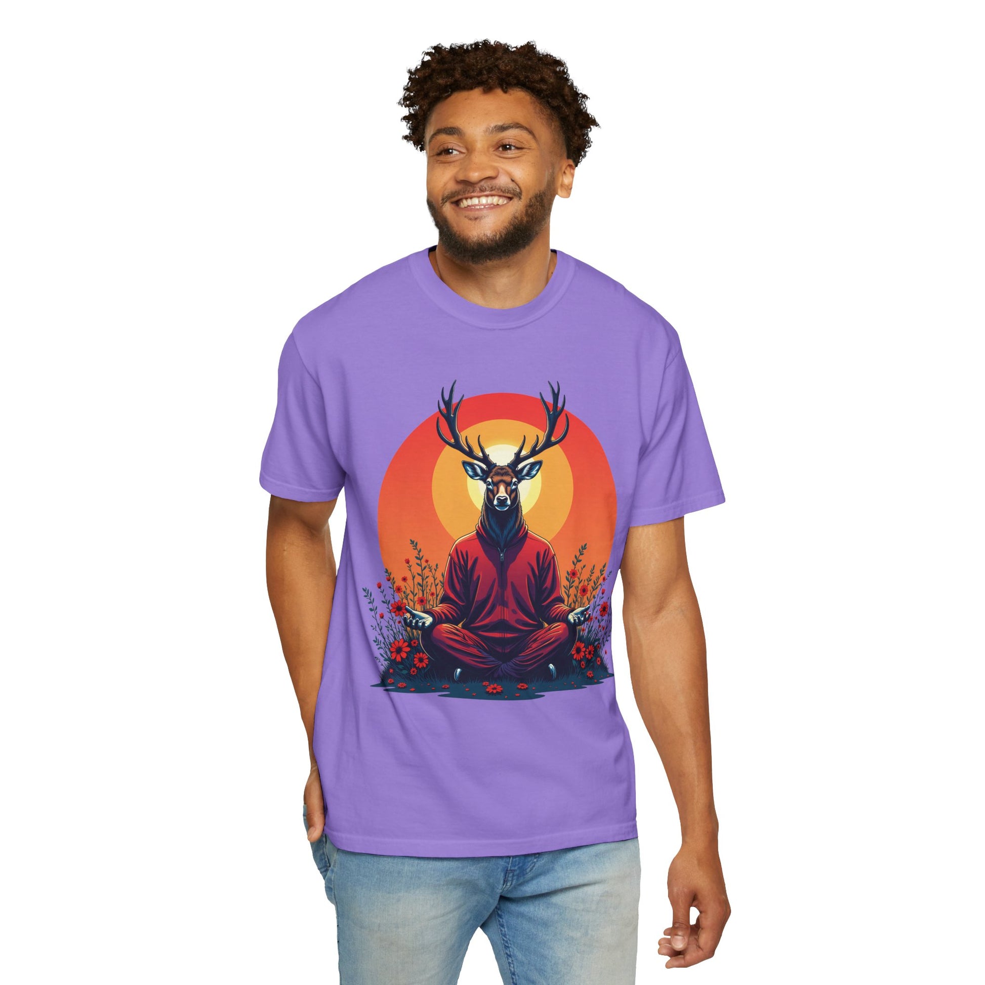 Garment-Dyed T-Shirt | "Lotus Deer" by Nicodemus Studios-Nicodemus Studios