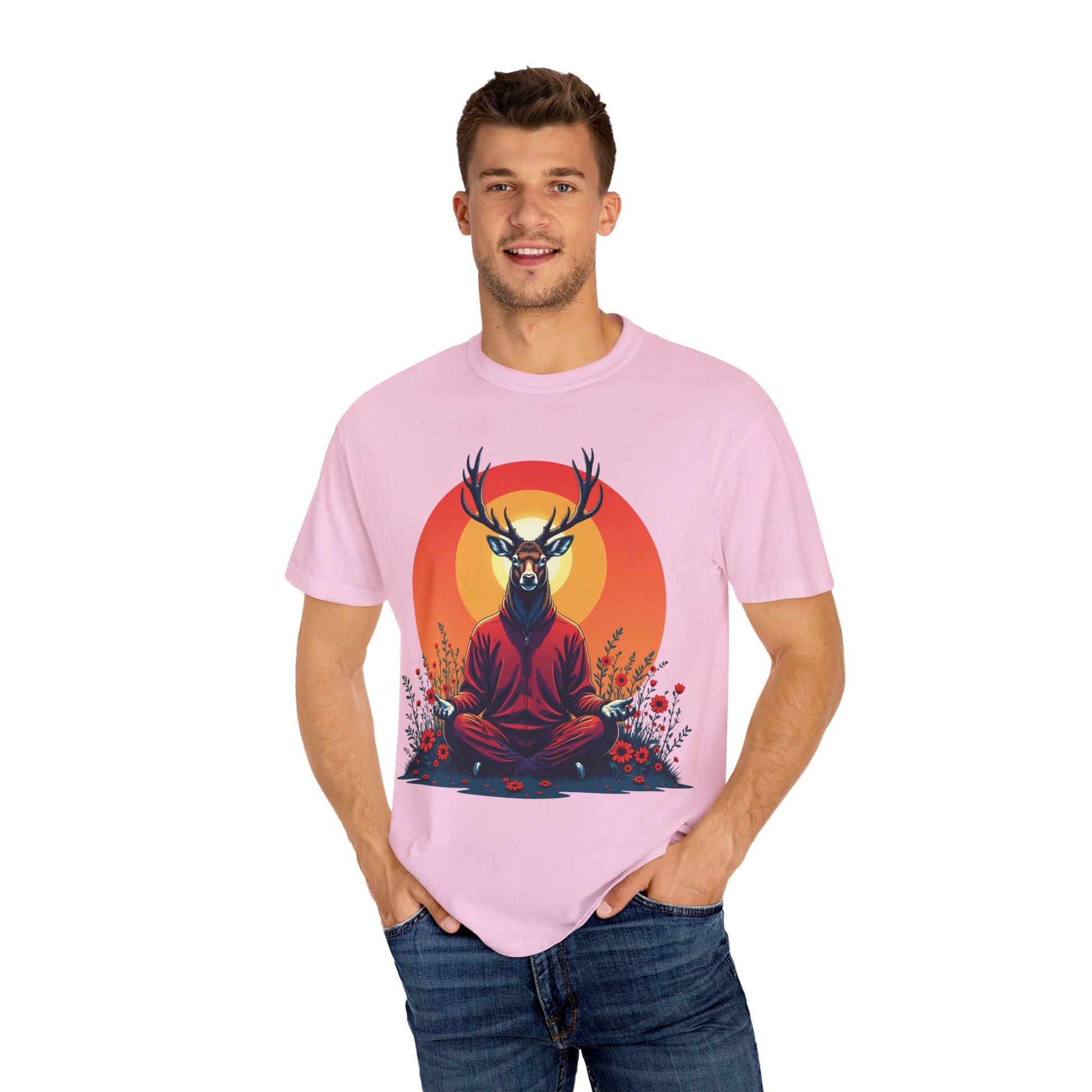Garment-Dyed T-Shirt | "Lotus Deer" by Nicodemus Studios-Nicodemus Studios