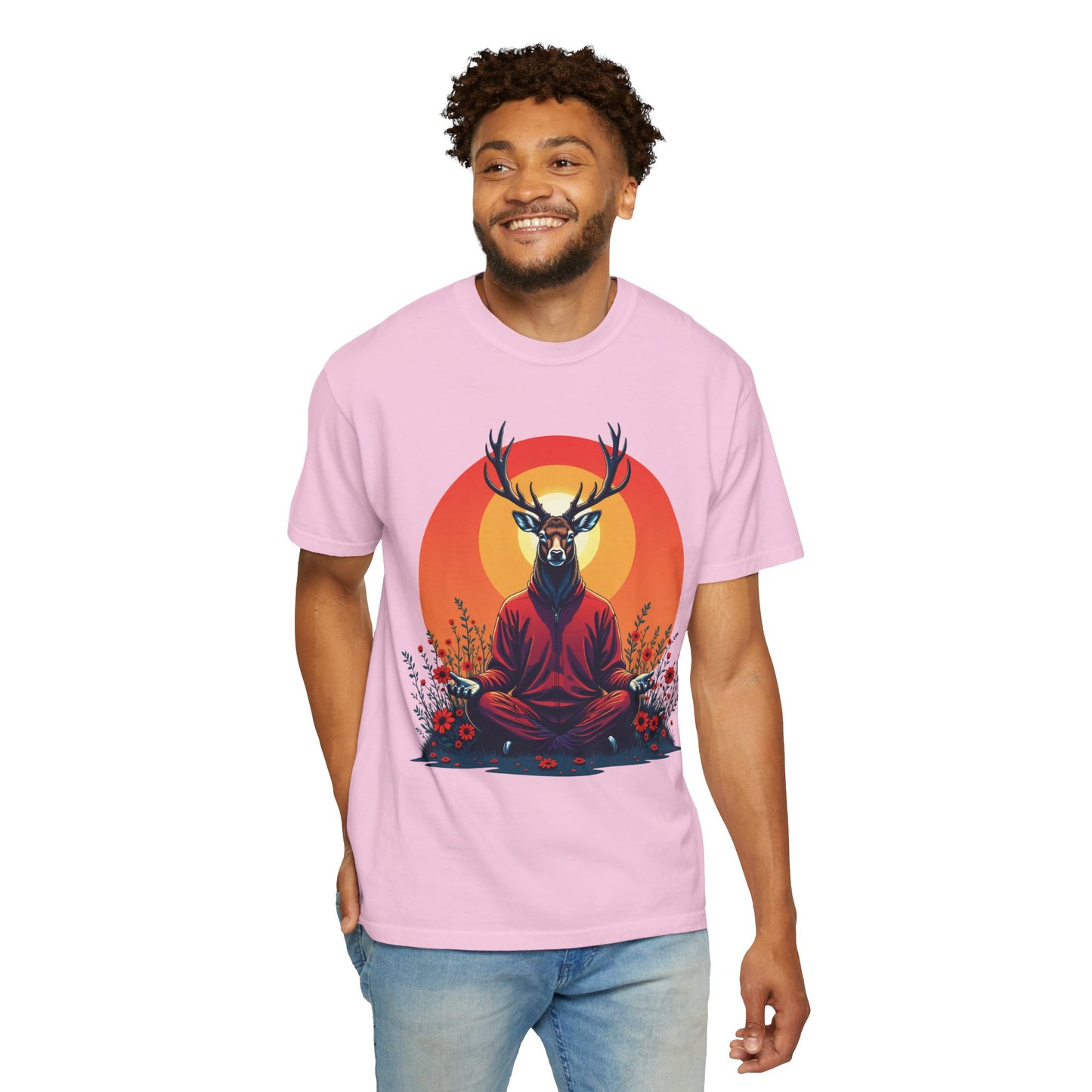 Garment-Dyed T-Shirt | "Lotus Deer" by Nicodemus Studios-Nicodemus Studios