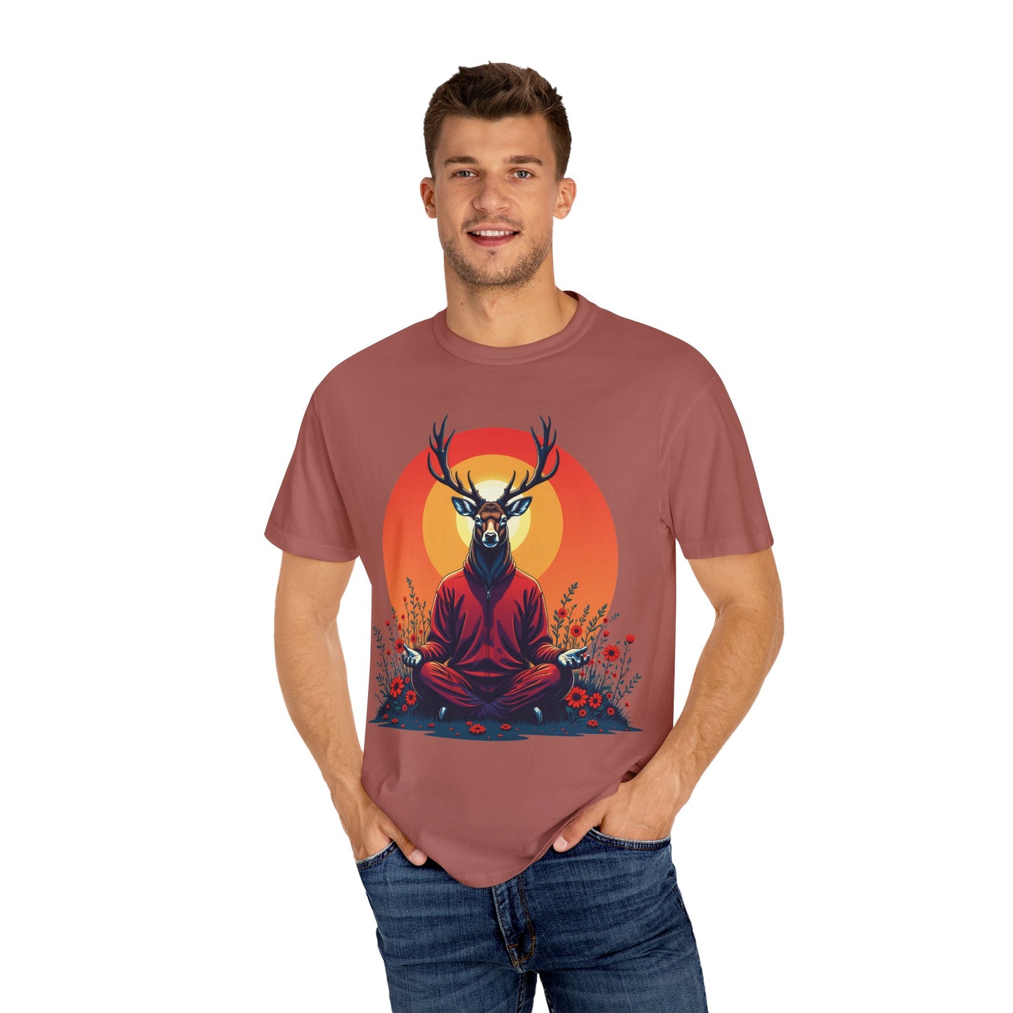 Garment-Dyed T-Shirt | "Lotus Deer" by Nicodemus Studios-Nicodemus Studios