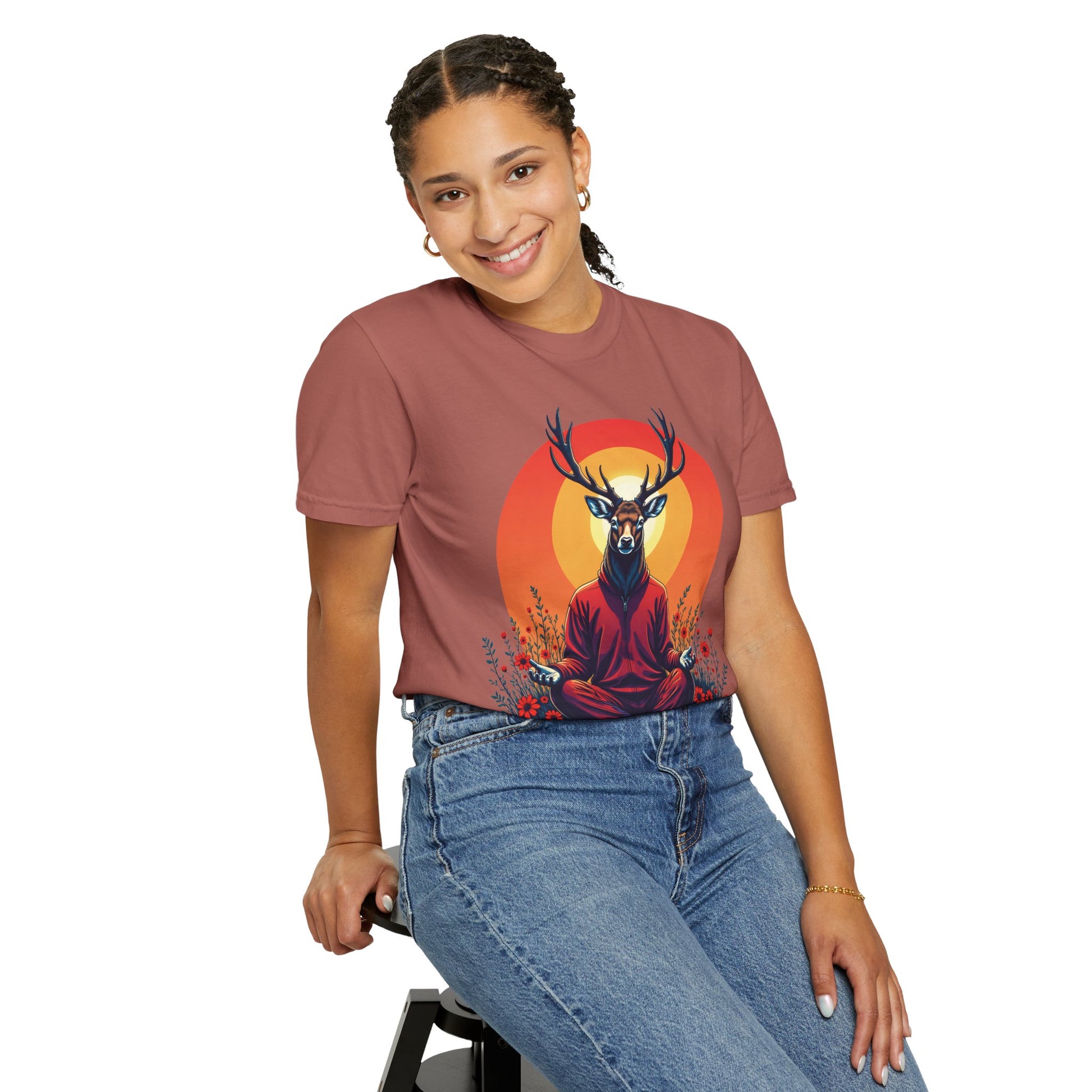 Garment-Dyed T-Shirt | "Lotus Deer" by Nicodemus Studios-Nicodemus Studios