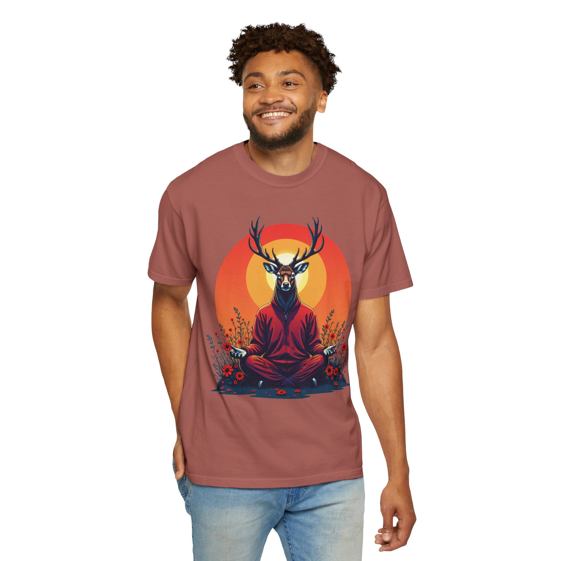 Garment-Dyed T-Shirt | "Lotus Deer" by Nicodemus Studios-Nicodemus Studios