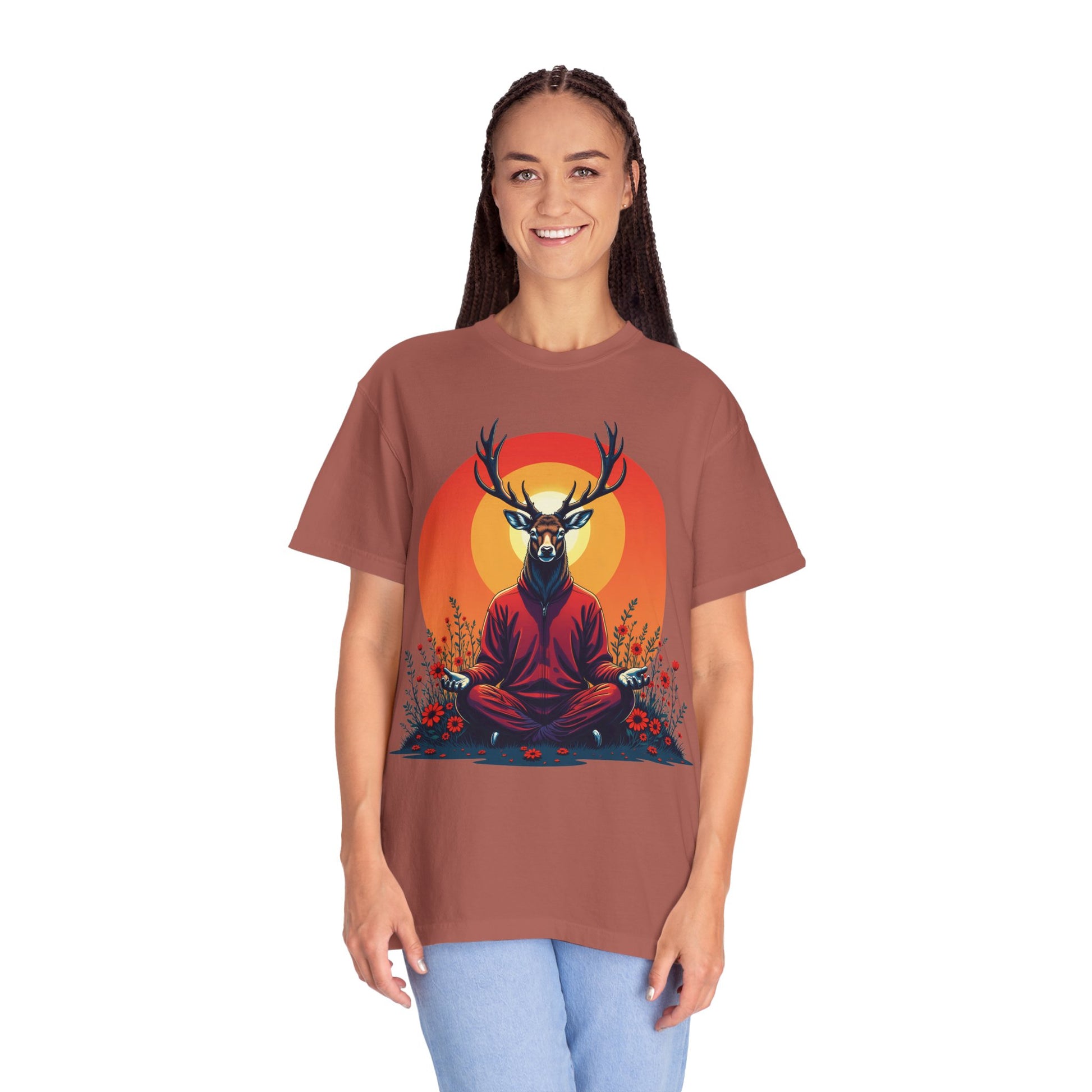 Garment-Dyed T-Shirt | "Lotus Deer" by Nicodemus Studios-Nicodemus Studios