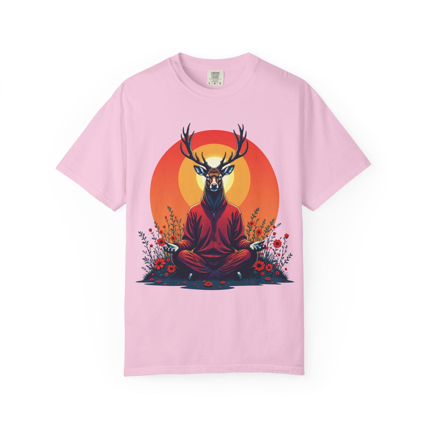 Garment-Dyed T-Shirt | "Lotus Deer" by Nicodemus Studios-Blossom-S-Nicodemus Studios
