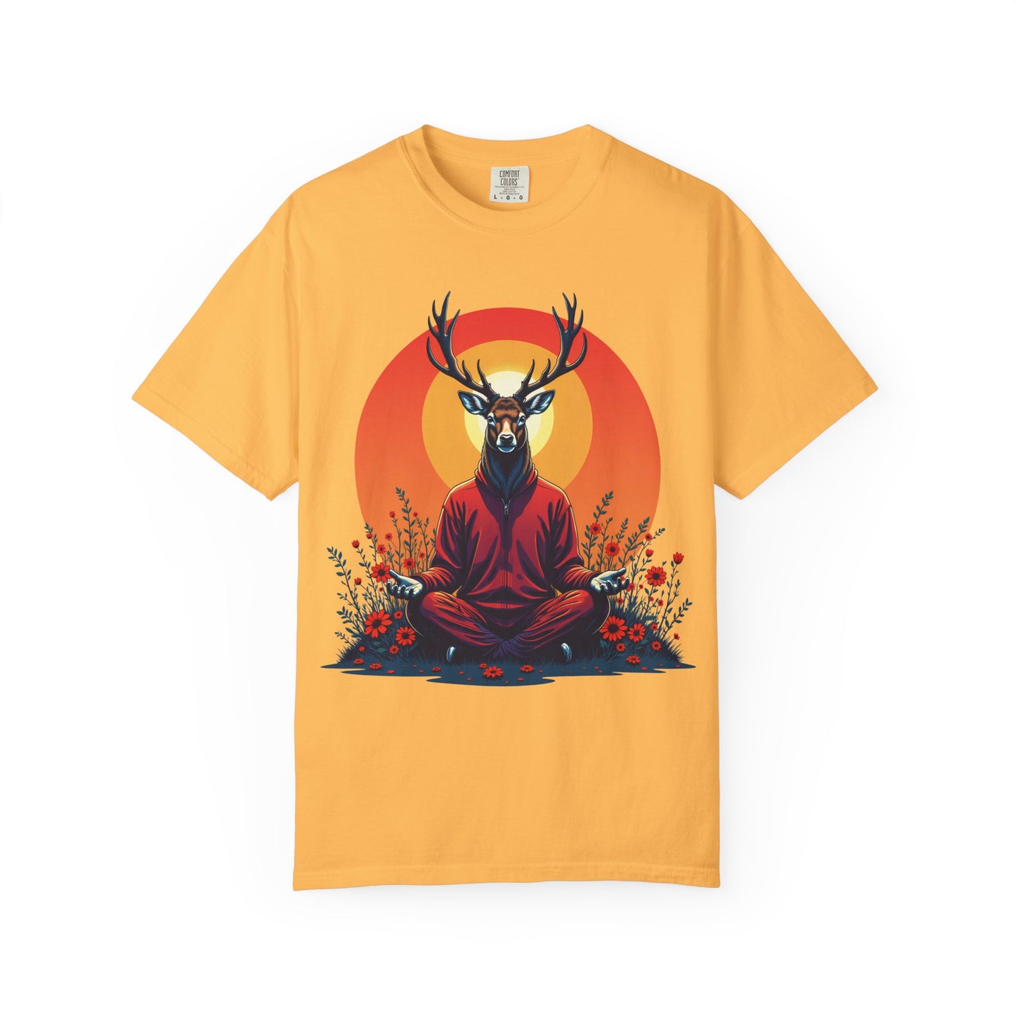 Garment-Dyed T-Shirt | "Lotus Deer" by Nicodemus Studios-Citrus-S-Nicodemus Studios