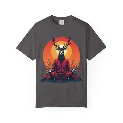 Garment-Dyed T-Shirt | "Lotus Deer" by Nicodemus Studios-Graphite-S-Nicodemus Studios