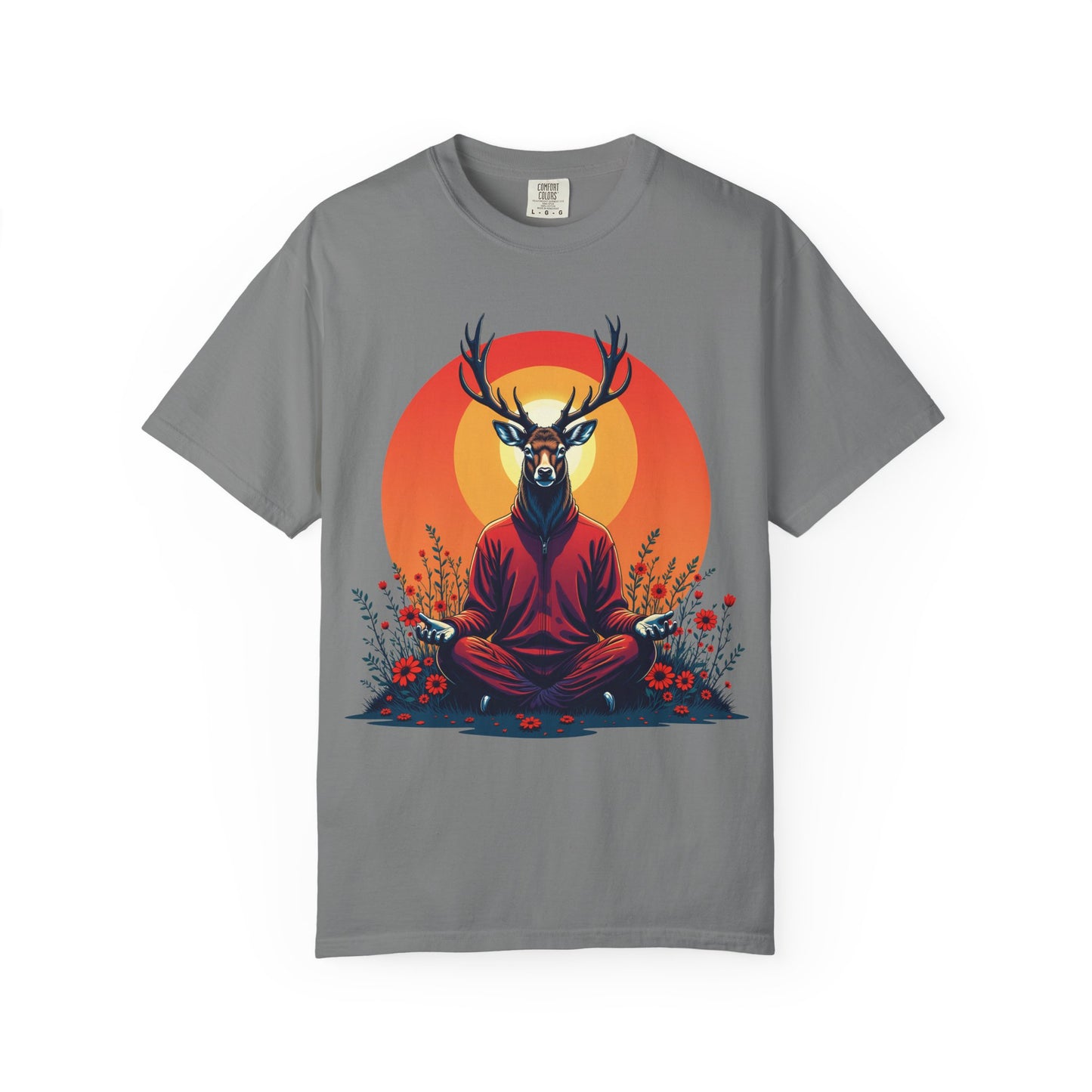 Garment-Dyed T-Shirt | "Lotus Deer" by Nicodemus Studios-Grey-S-Nicodemus Studios