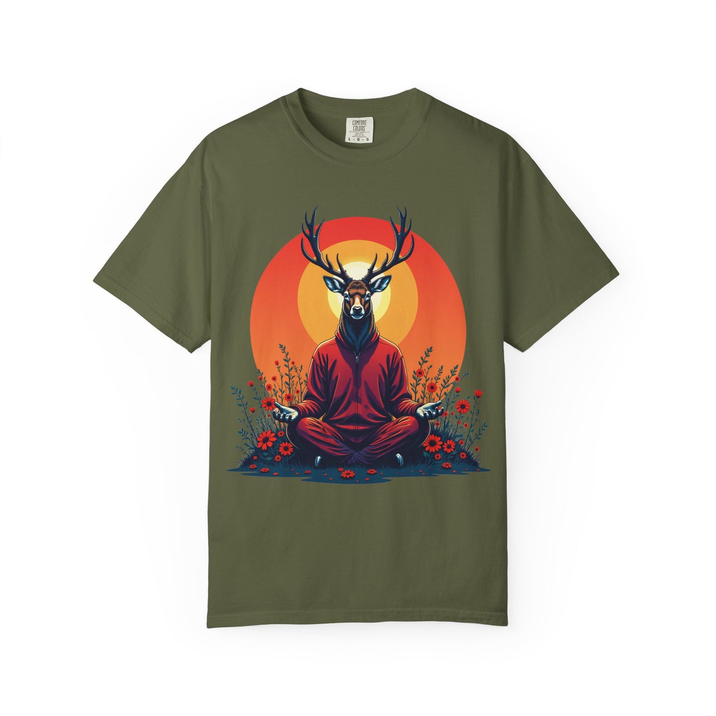 Garment-Dyed T-Shirt | "Lotus Deer" by Nicodemus Studios-Hemp-S-Nicodemus Studios