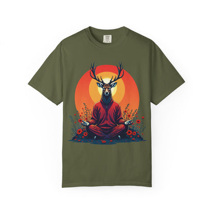 Garment-Dyed T-Shirt | "Lotus Deer" by Nicodemus Studios-Hemp-S-Nicodemus Studios