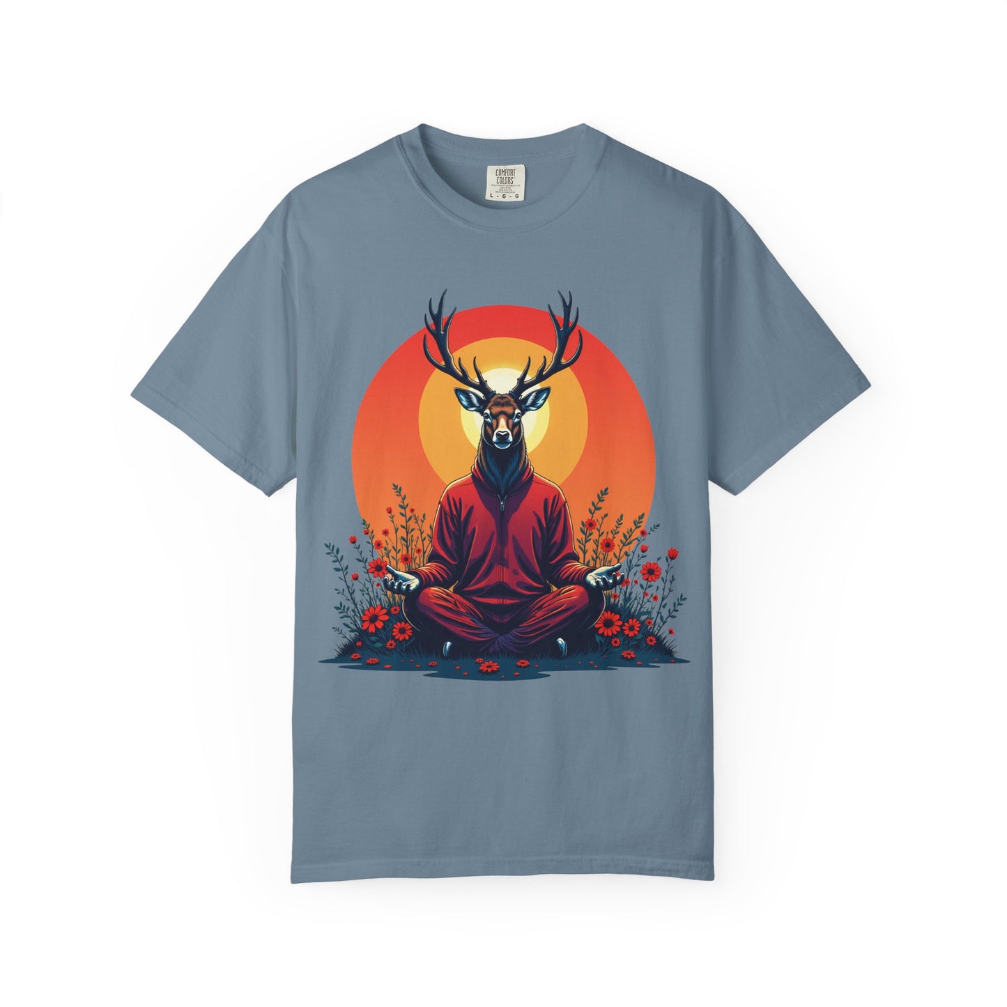 Garment-Dyed T-Shirt | "Lotus Deer" by Nicodemus Studios-Ice Blue-S-Nicodemus Studios