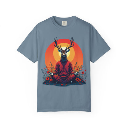 Garment-Dyed T-Shirt | "Lotus Deer" by Nicodemus Studios-Ice Blue-S-Nicodemus Studios