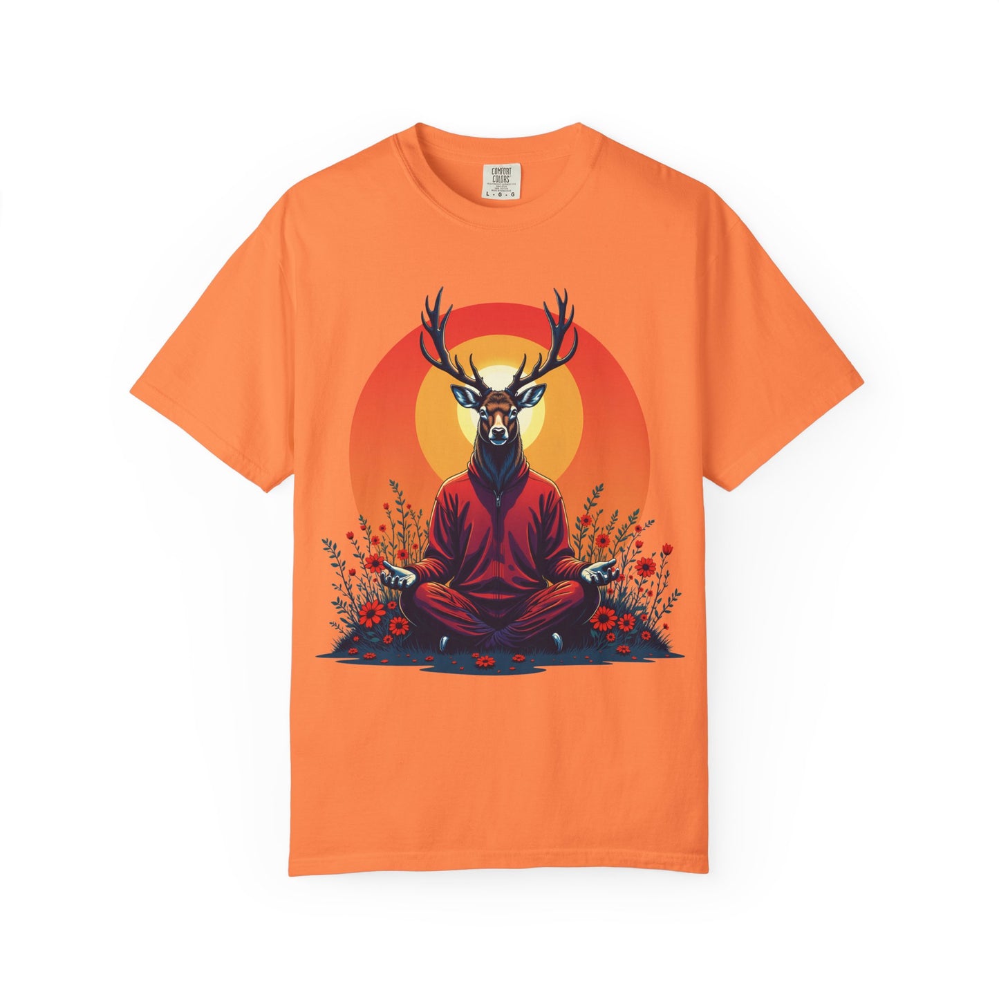 Garment-Dyed T-Shirt | "Lotus Deer" by Nicodemus Studios-Melon-S-Nicodemus Studios